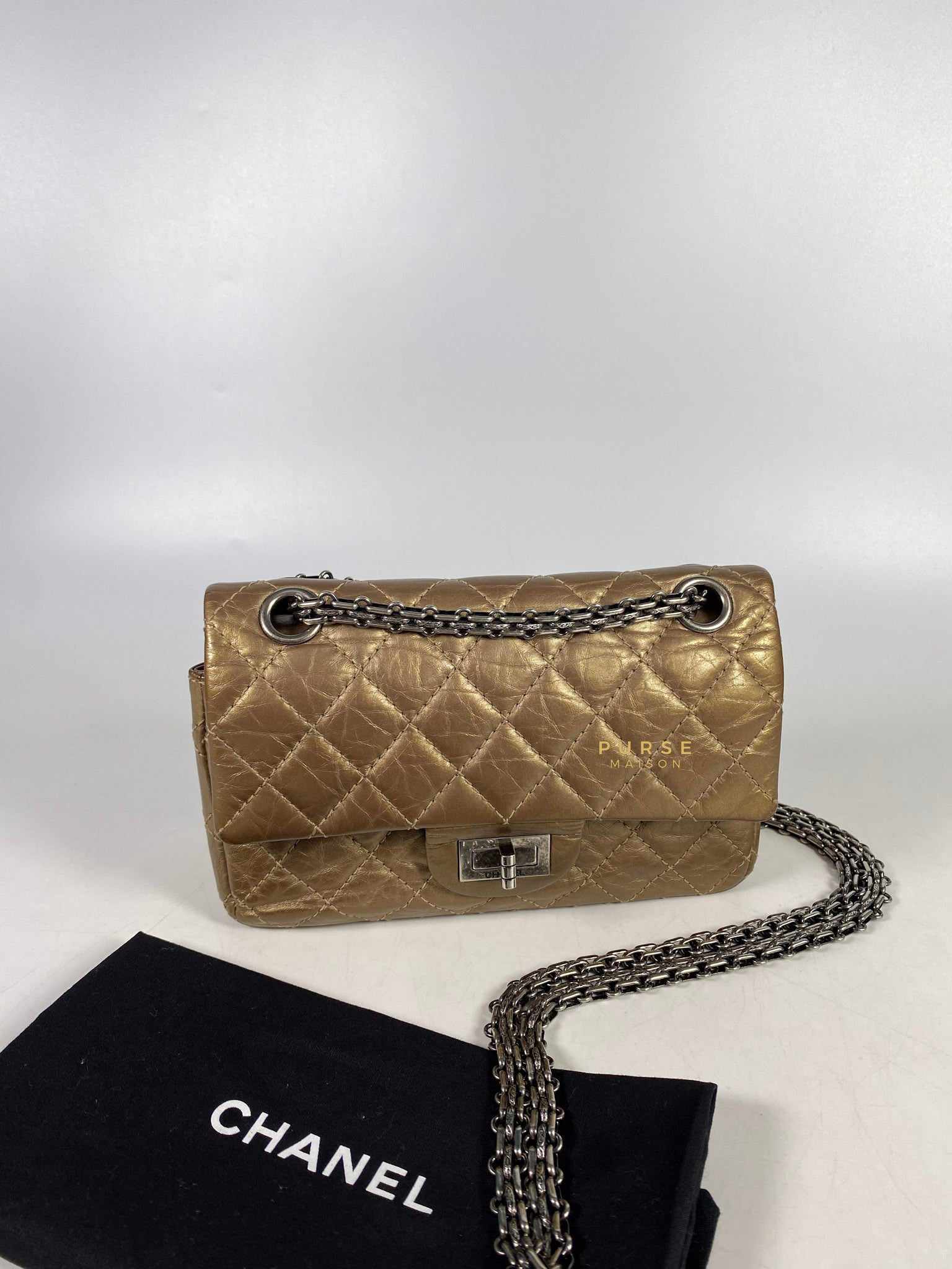 Chanel 2.55 Mini Reissue Double flap Bronze Aged Calfskin & Ruthenium Hardware (Series 16)