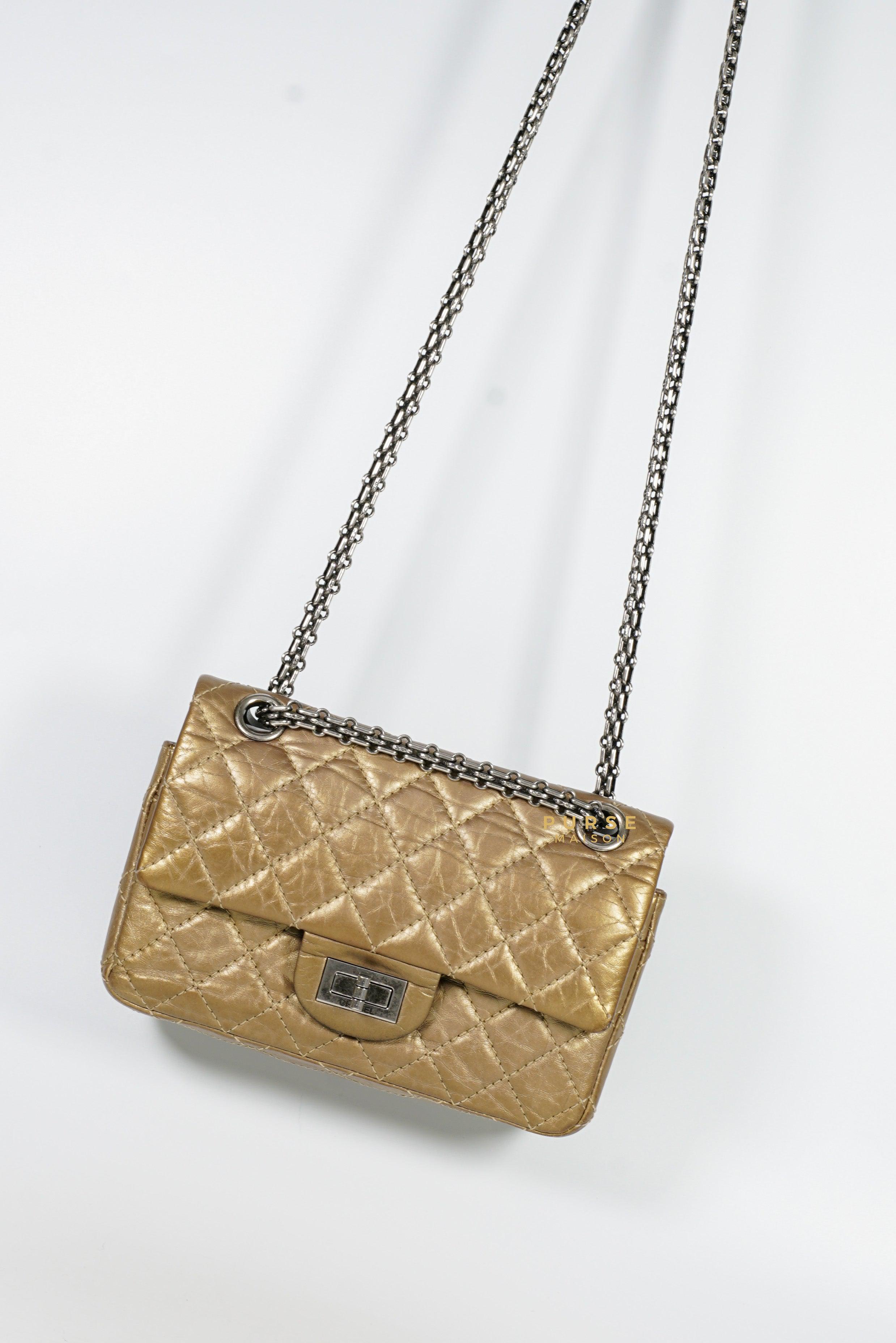 Chanel 2.55 Mini Reissue Double flap Bronze Aged Calfskin & Ruthenium Hardware (Series 16)