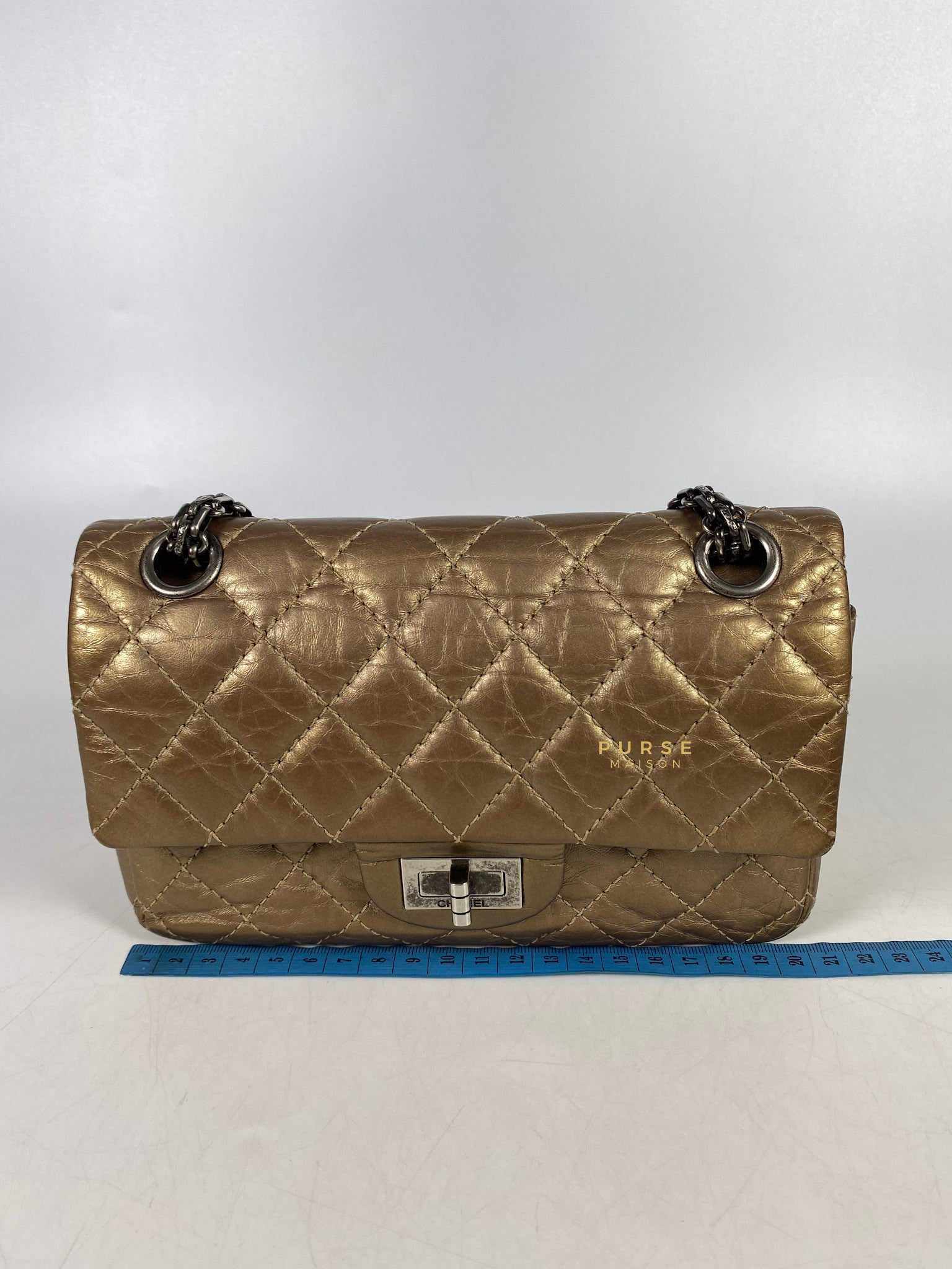 Chanel 2.55 Mini Reissue Double flap Bronze Aged Calfskin & Ruthenium Hardware (Series 16)