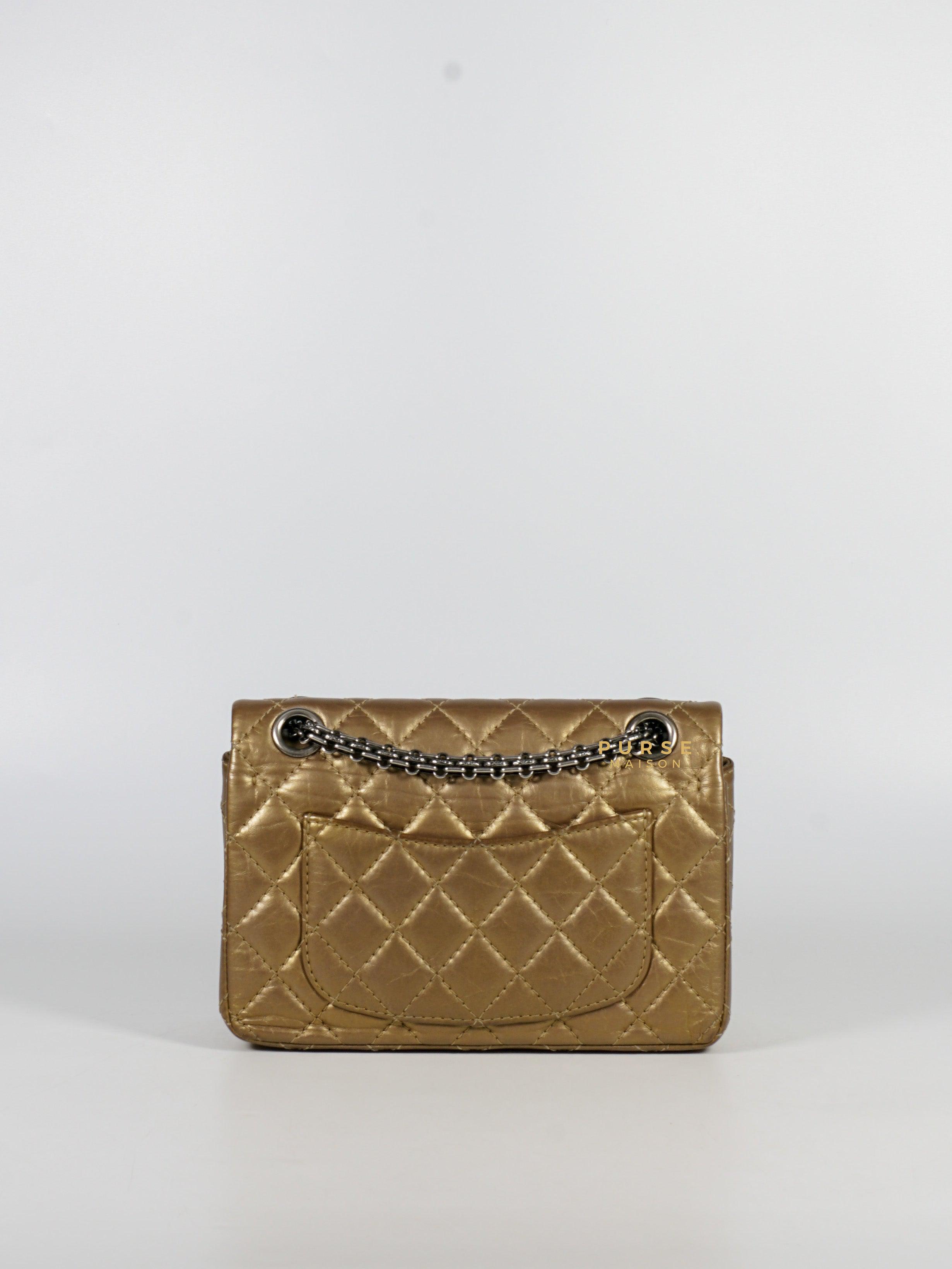 Chanel 2.55 Mini Reissue Double flap Bronze Aged Calfskin & Ruthenium Hardware (Series 16)