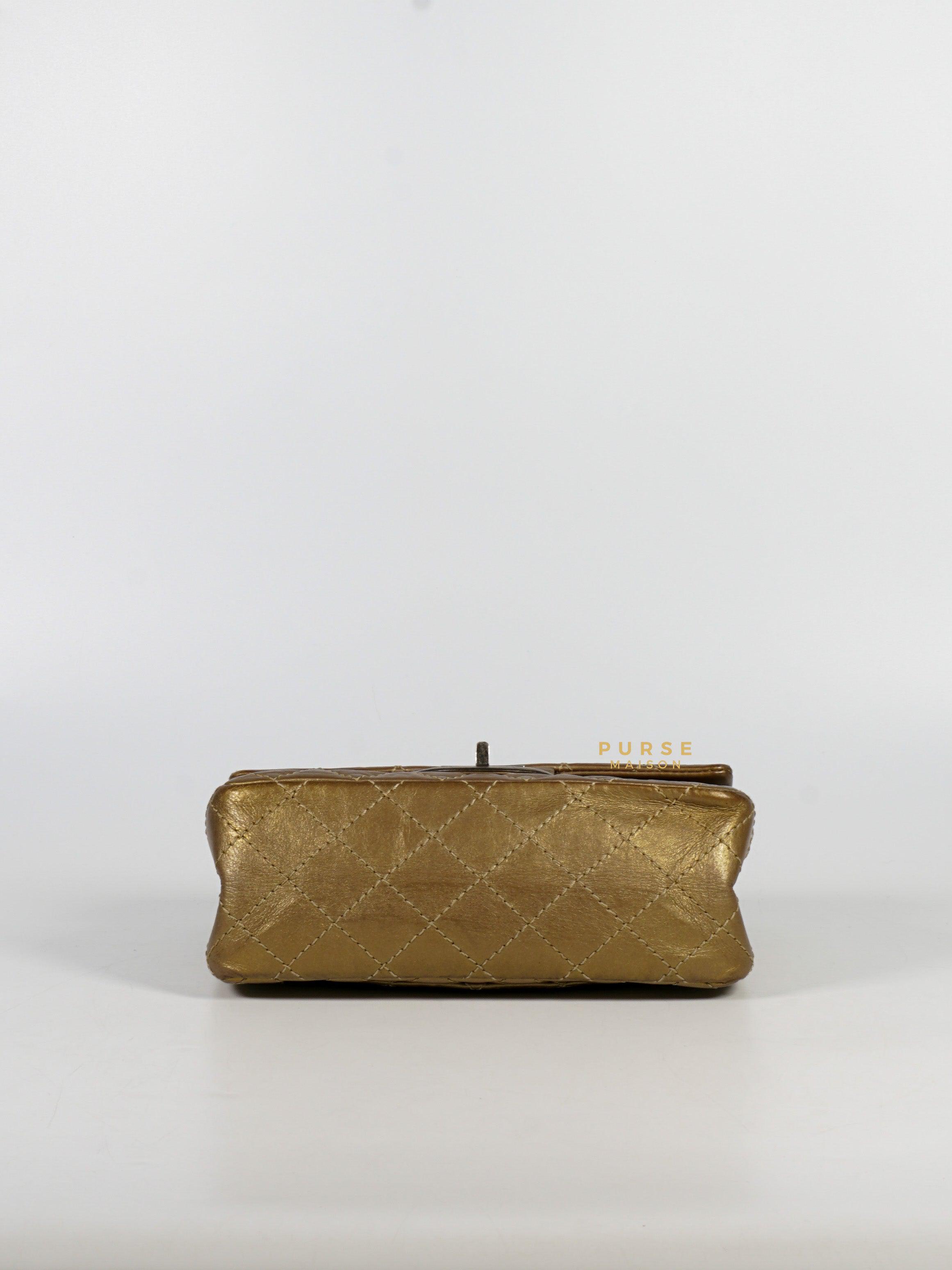 Chanel 2.55 Mini Reissue Double flap Bronze Aged Calfskin & Ruthenium Hardware (Series 16)