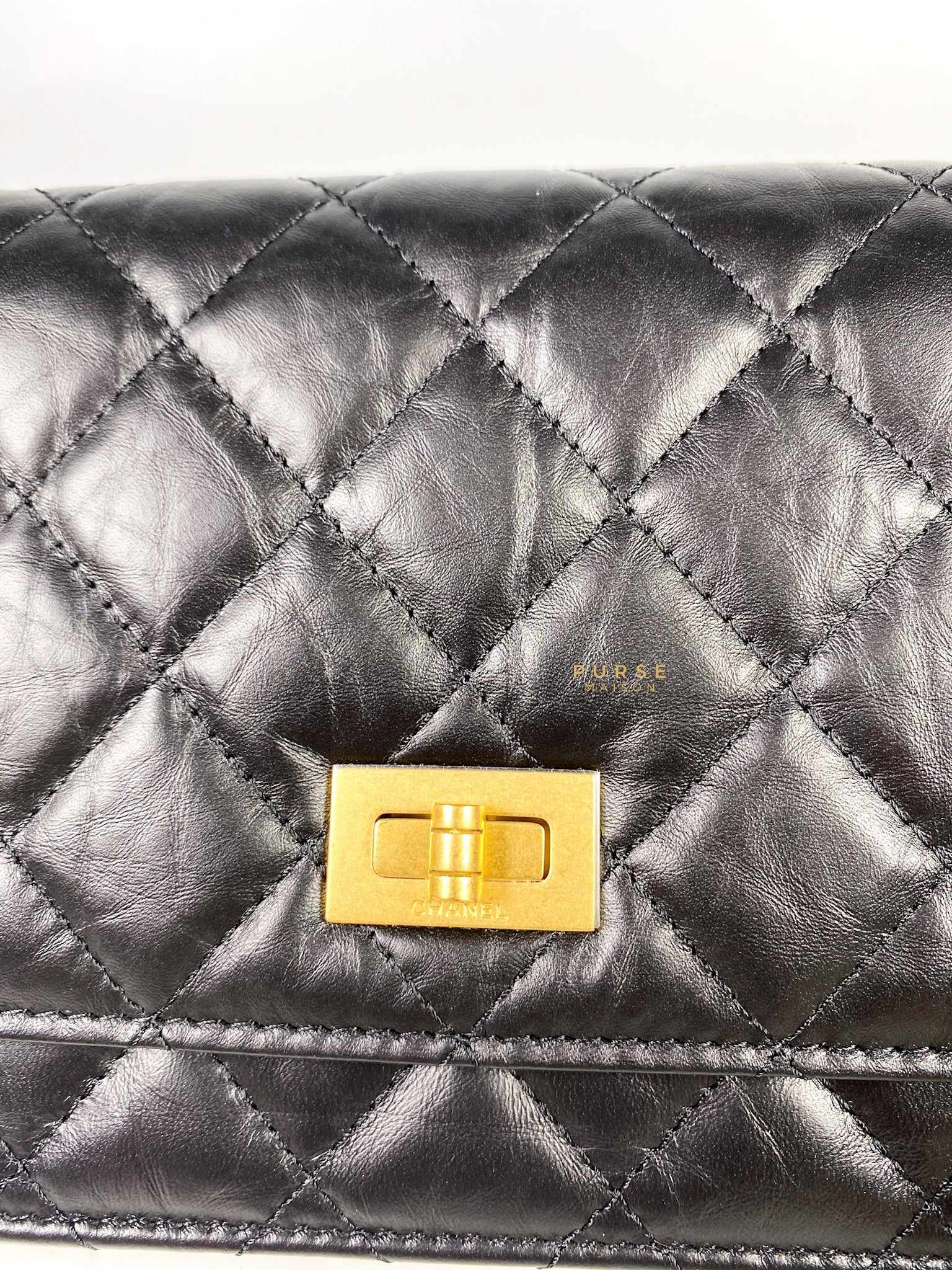 Chanel Black Quilted Distressed Calfskin Reissue Wallet on Chain WOC