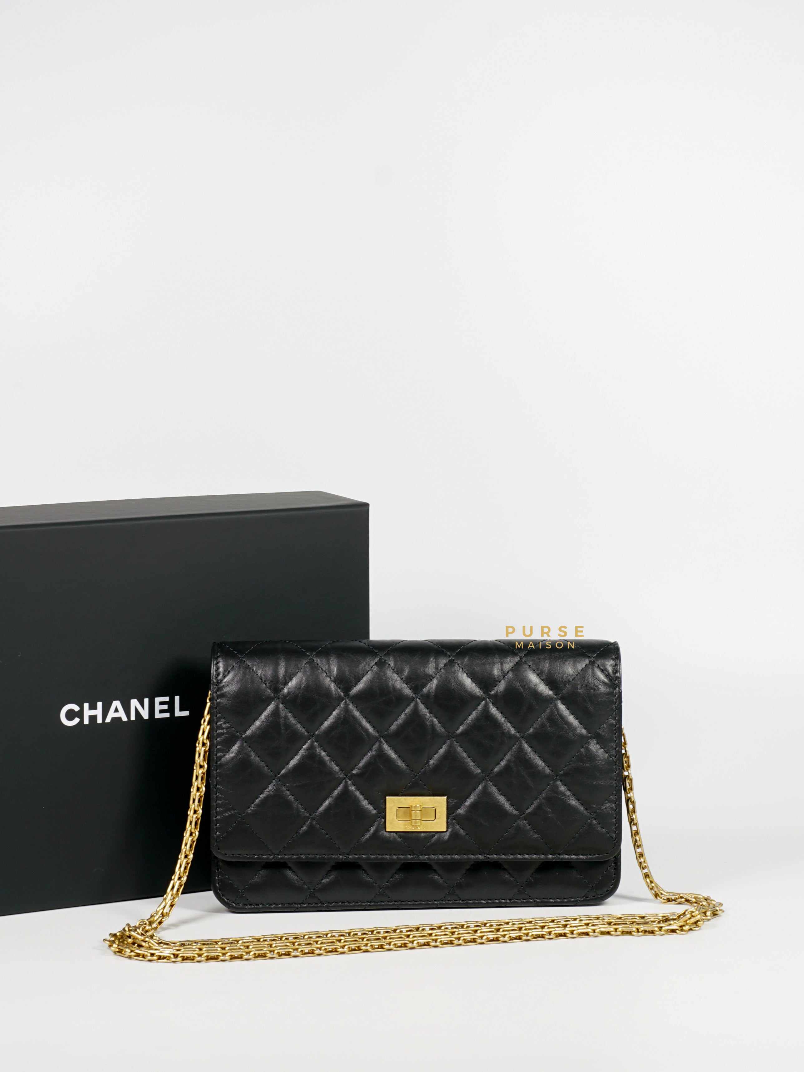 Chanel 2.55 Reissue Wallet on Chain Black Aged Calfskin & Gold Hardware (Microchip)