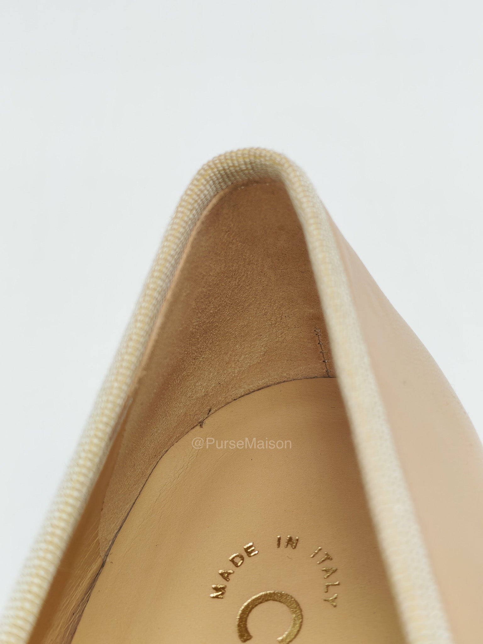 Chanel Ballerina Flats in Black Cap Toe and Beige Lambskin Body Size 37.5 Eu (24cm) | Purse Maison Luxury Bags Shop