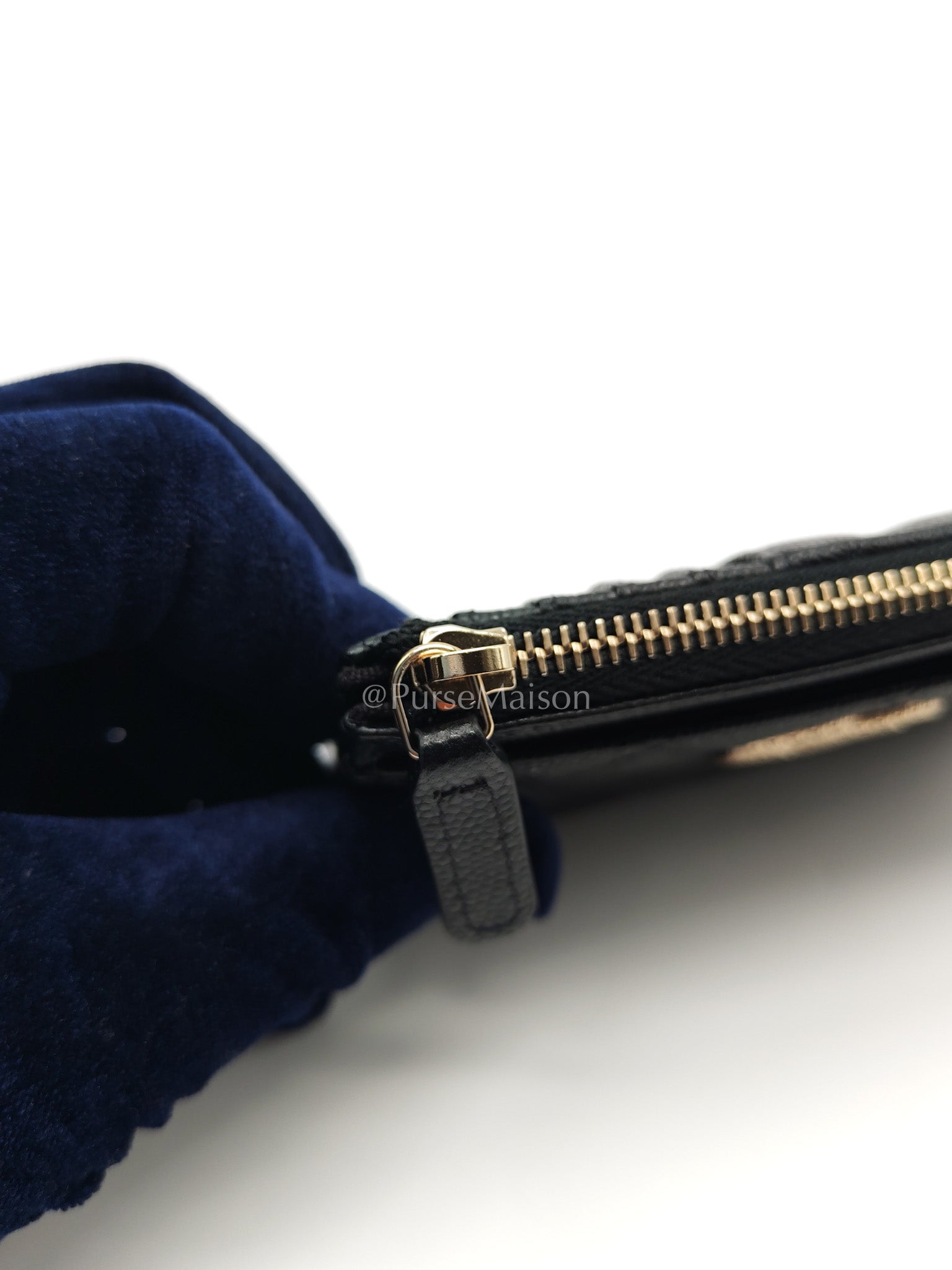 Chanel Big CC Zipped Card Holder in Black Caviar Leather and Light Gold Hardware (Microchip) | Purse Maison Luxury Bags Shop