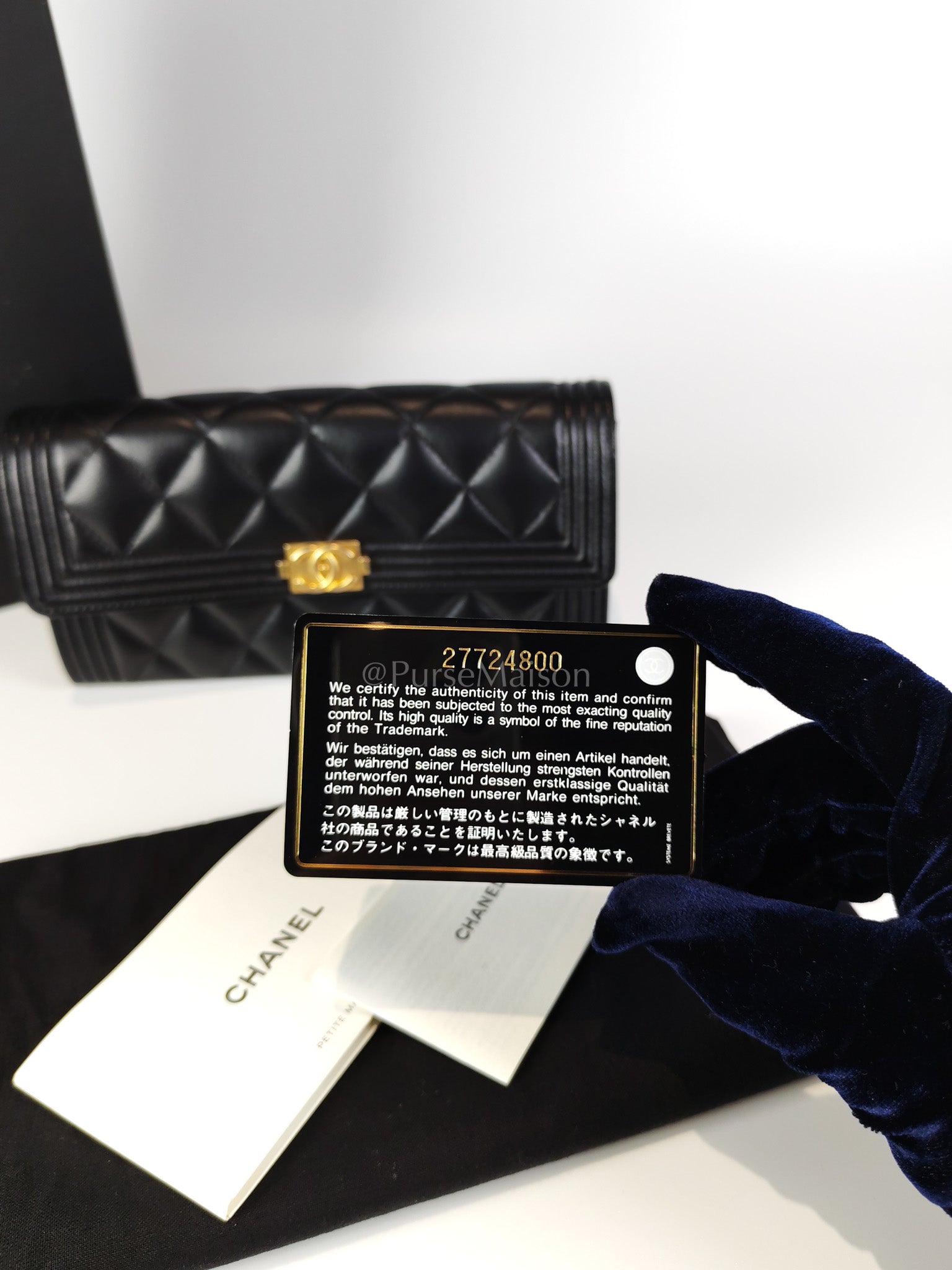 Boy Long Wallet in Black Quilted Lambskin Leather and Aged Gold Hardware Series 27 | Purse Maison Luxury Bags Shop