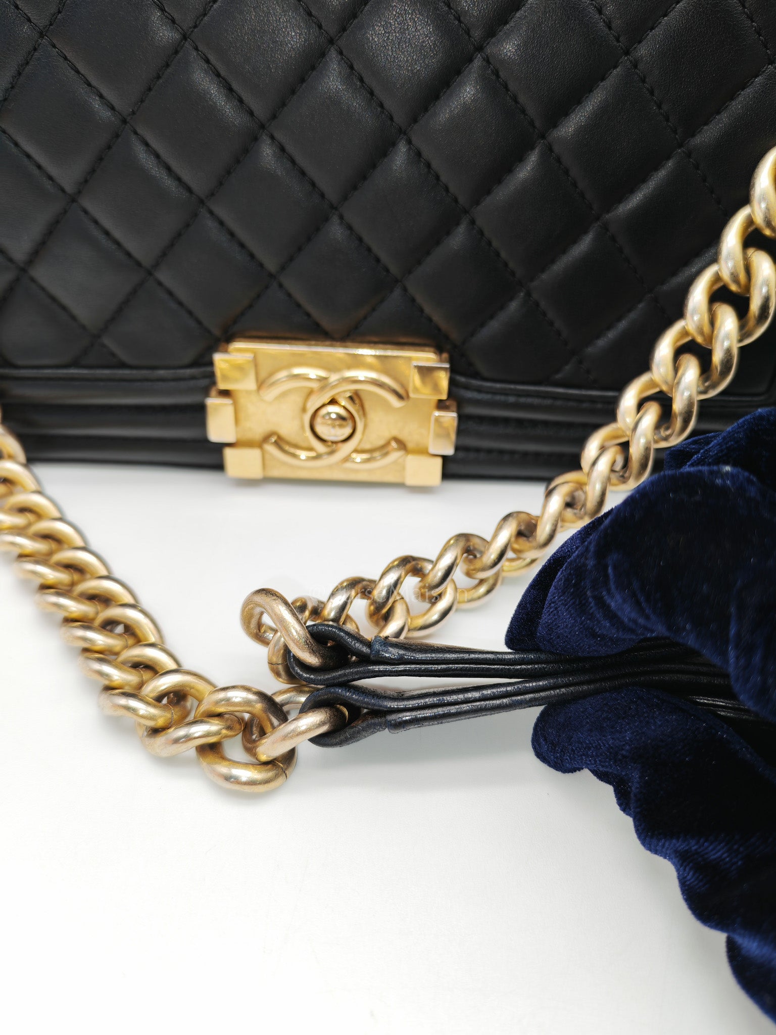 Chanel Boy Medium in Black Quilted Lambskin Leather and Aged Gold Hardware Series 23 | Purse Maison Luxury Bags Shop