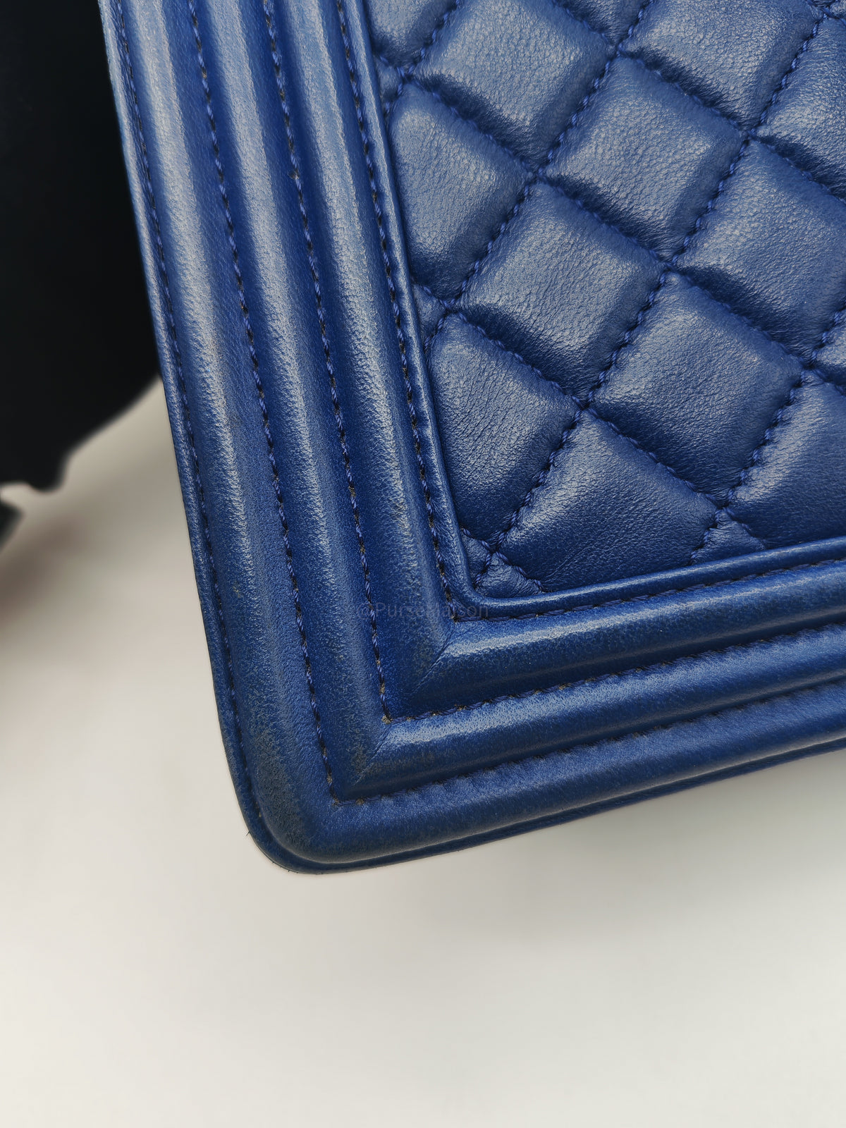 Chanel Boy New Medium in Navy Blue Quilted Lambskin Leather and Gold Hardware Series 23 | Purse Maison Luxury Bags Shop