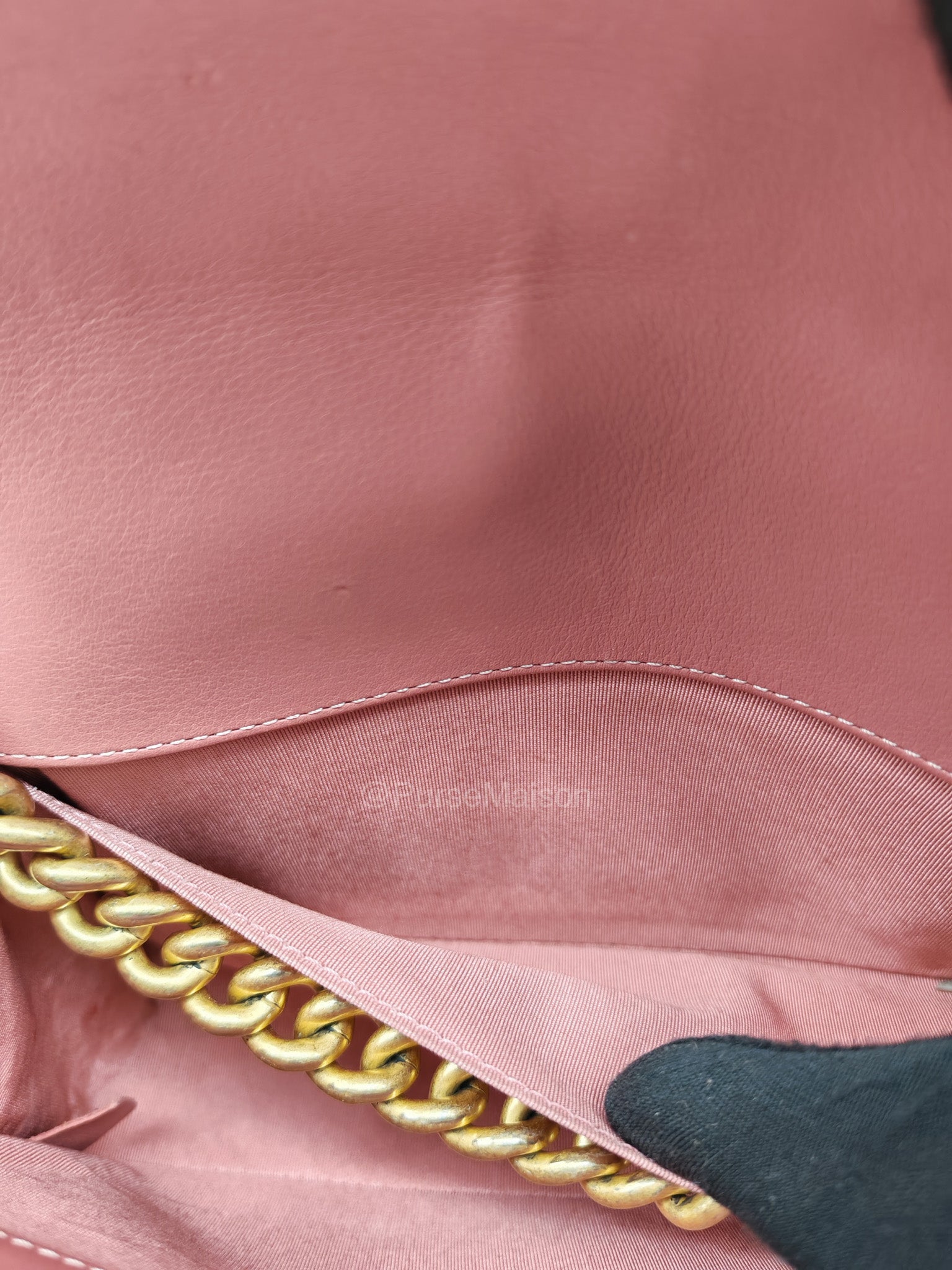 Chanel Boy Old Medium in Salmon Pink Chevron Calfskin Leather and Aged Gold Hardware Series 28 | Purse Maison Luxury Bags Shop