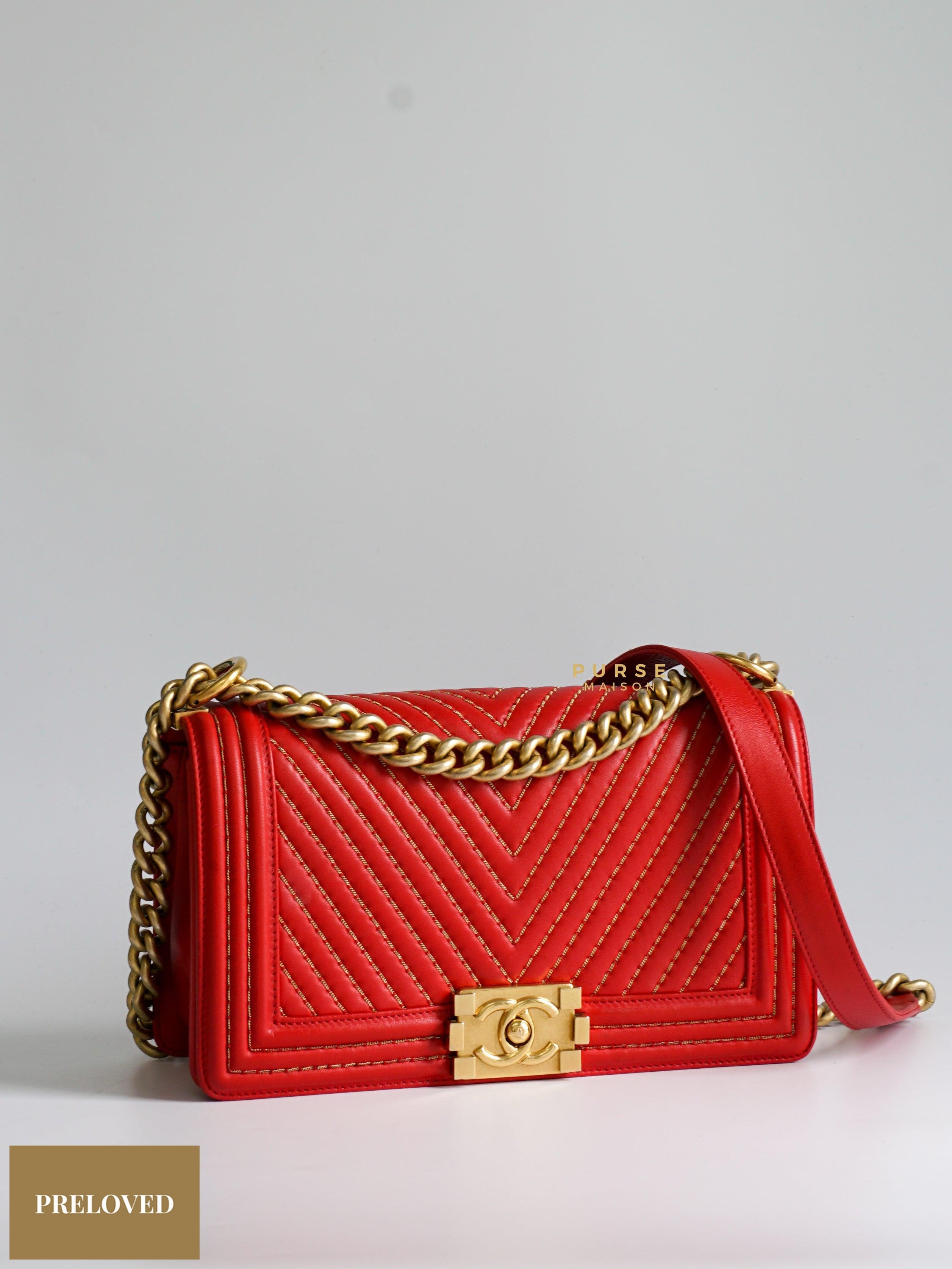 Caviar Chanel Boy Medium Price 2021 Chanel Boy Red Studded Chevron