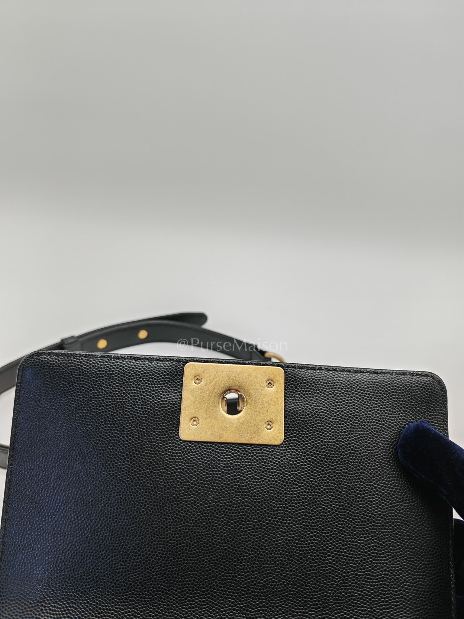 Boy Small in Black Quilted Calfskin Leather and Aged Gold Hardware (Microchip) | Purse Maison Luxury Bags Shop