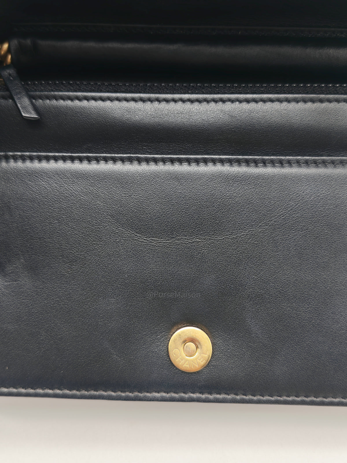 Chanel Boy Wallet On Chain in Black Quilted Caviar Leather and Aged Gold Hardware Microchip | Purse Maison Luxury Bags Shop