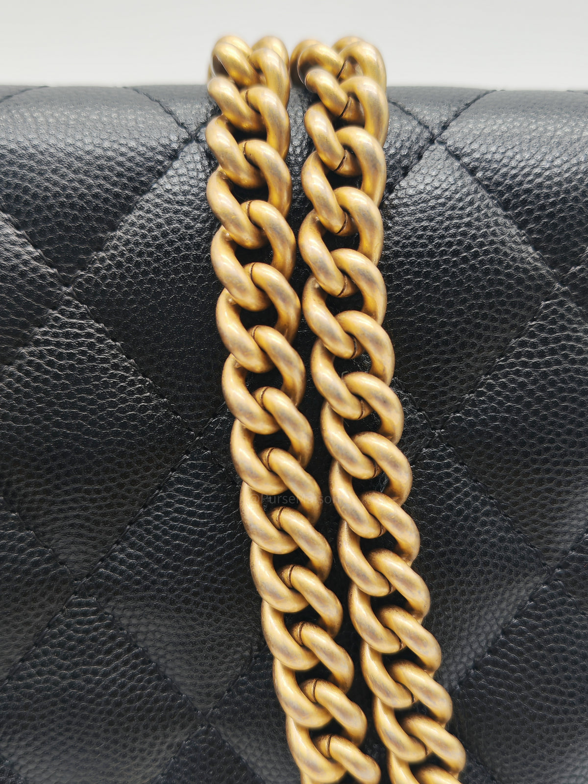 Chanel Boy Wallet On Chain in Black Quilted Caviar Leather and Aged Gold Hardware Microchip | Purse Maison Luxury Bags Shop
