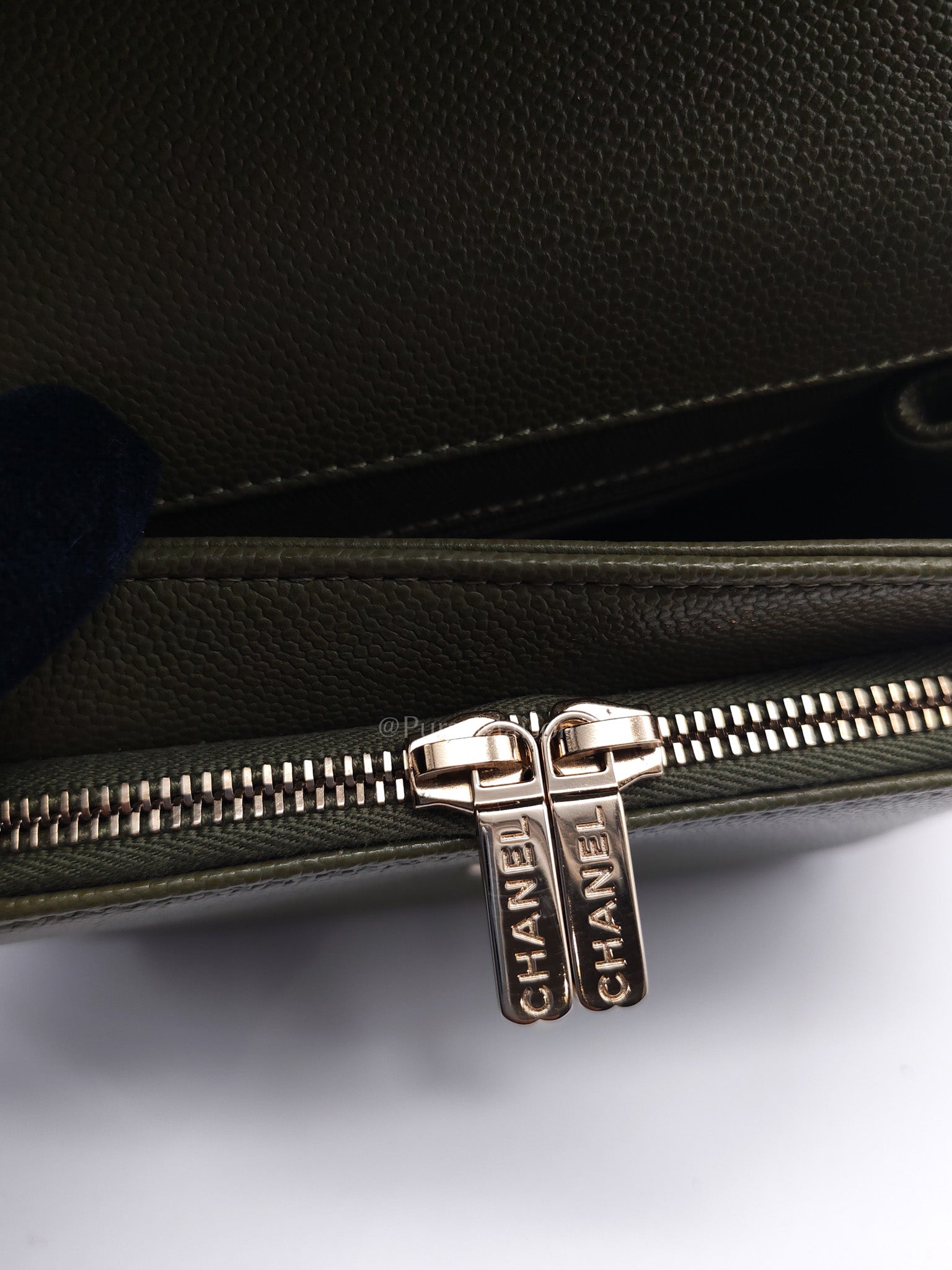 Business Affinity Bag in Sage Green Quilted Caviar Leather & Light Gold Hardware Microchip | Purse Maison Luxury Bags Shop