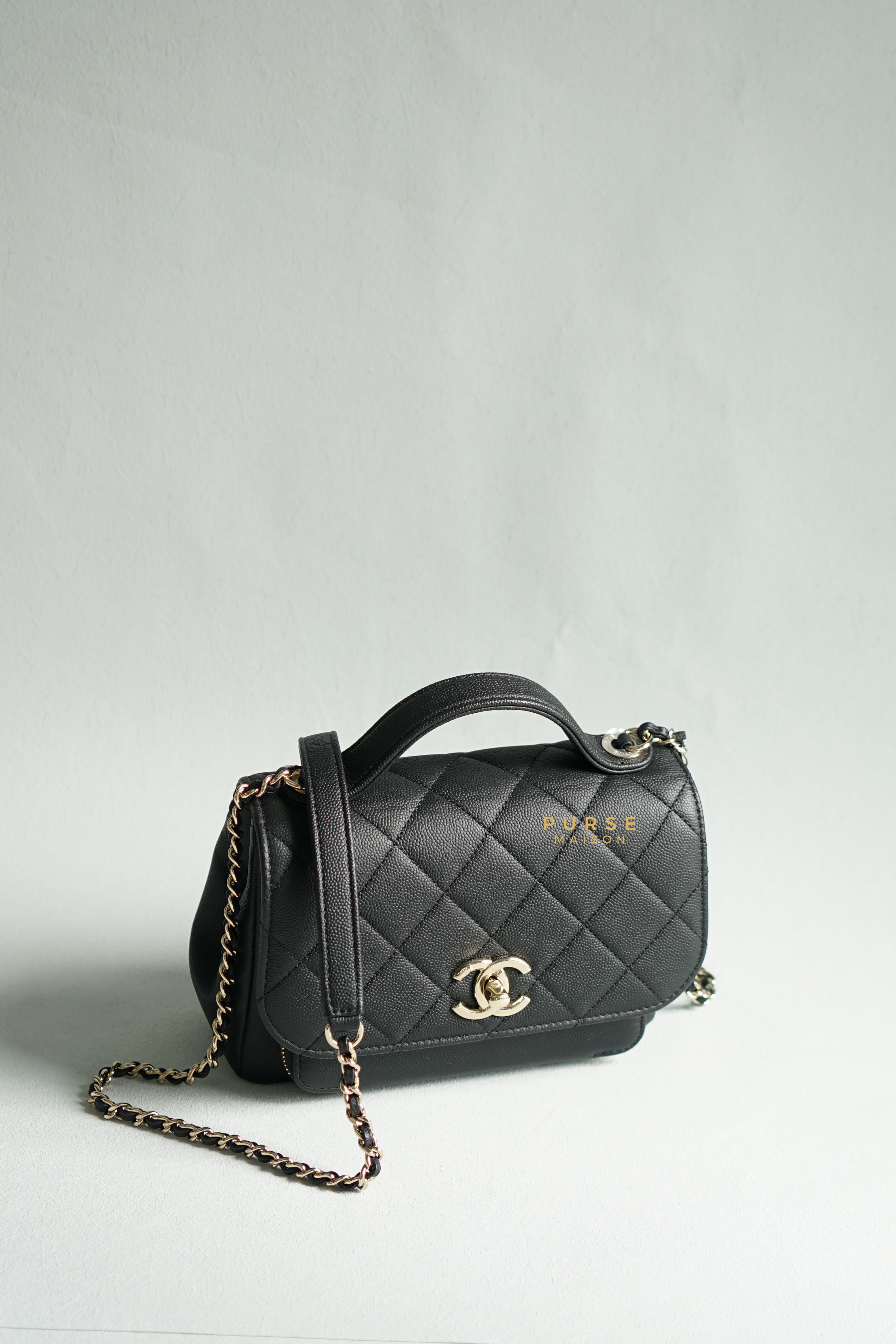 Chanel Small Business Affinity Flap in Black Caviar and LGHW