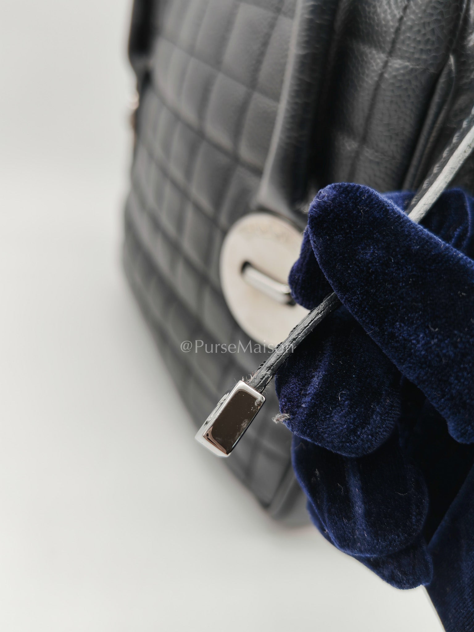 Chanel Button Dome Tote Bag in Black Caviar Leather Silver Hardware (Series 9) | Purse Maison Luxury Bags Shop