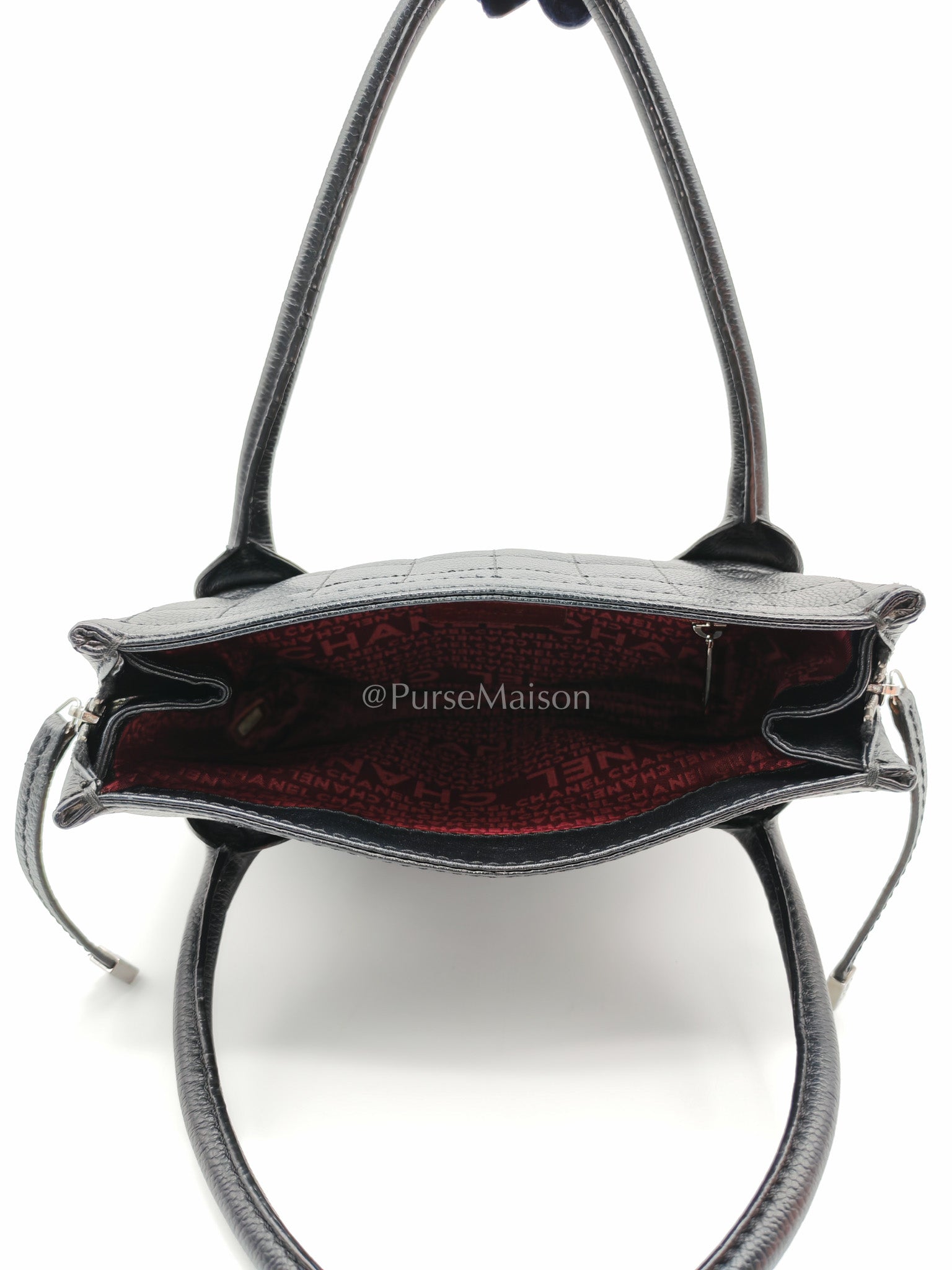 Chanel Button Dome Tote Bag in Black Caviar Leather Silver Hardware (Series 9) | Purse Maison Luxury Bags Shop