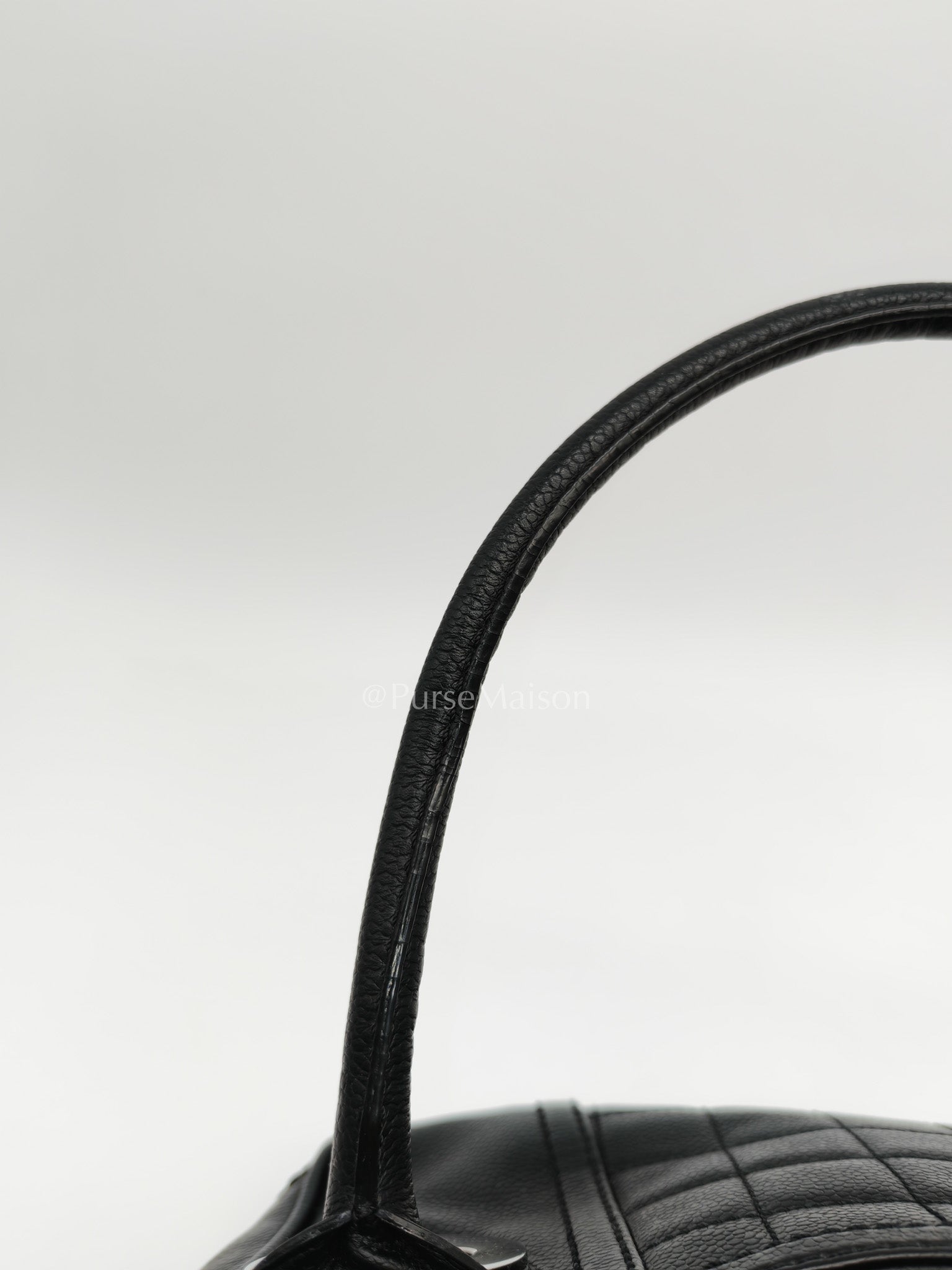 Chanel Button Dome Tote Bag in Black Caviar Leather Silver Hardware (Series 9) | Purse Maison Luxury Bags Shop