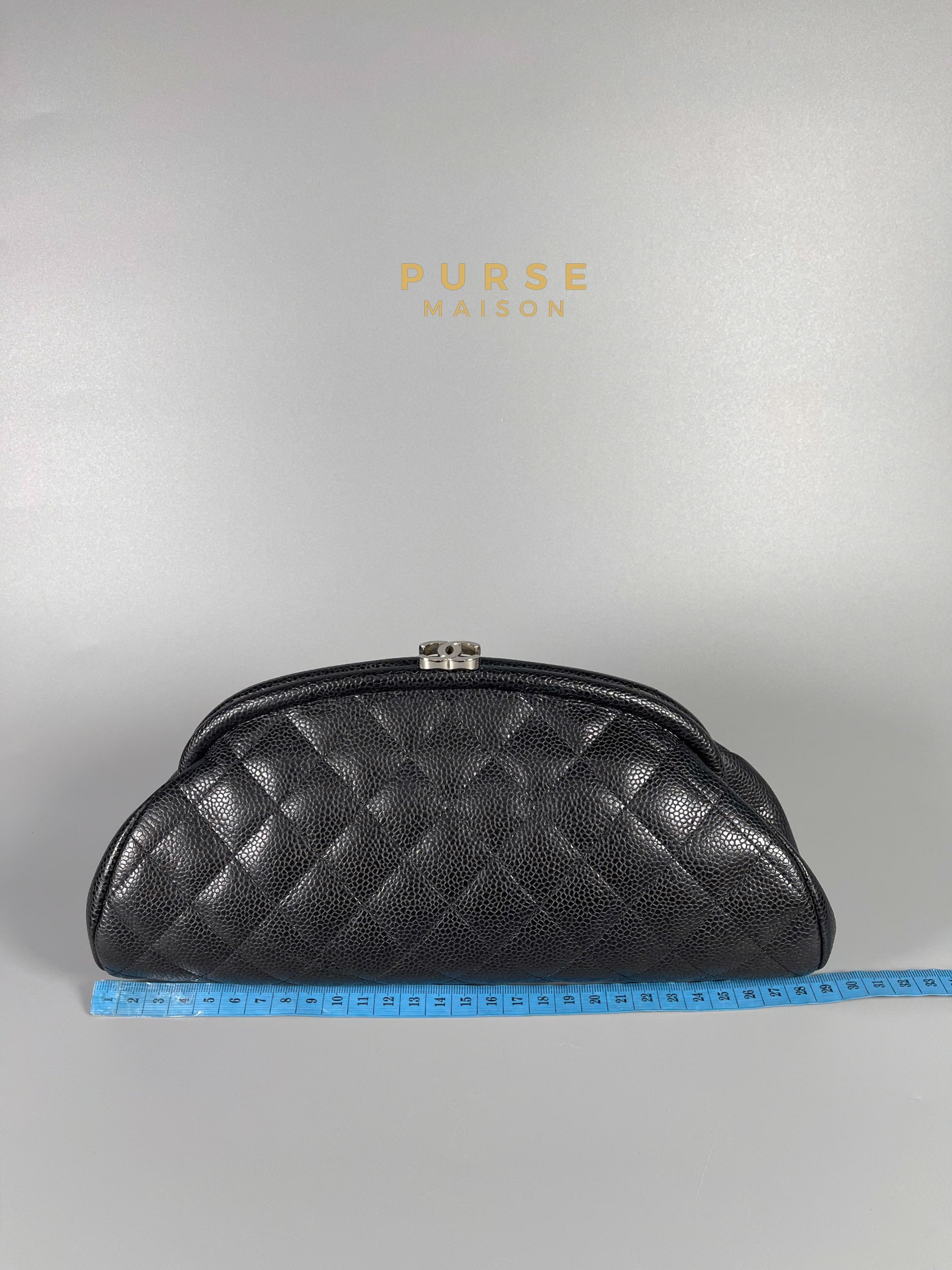 Chanel CC Clutch in Black Quilted Caviar Series 13 | Purse Maison Luxury Bags Shop