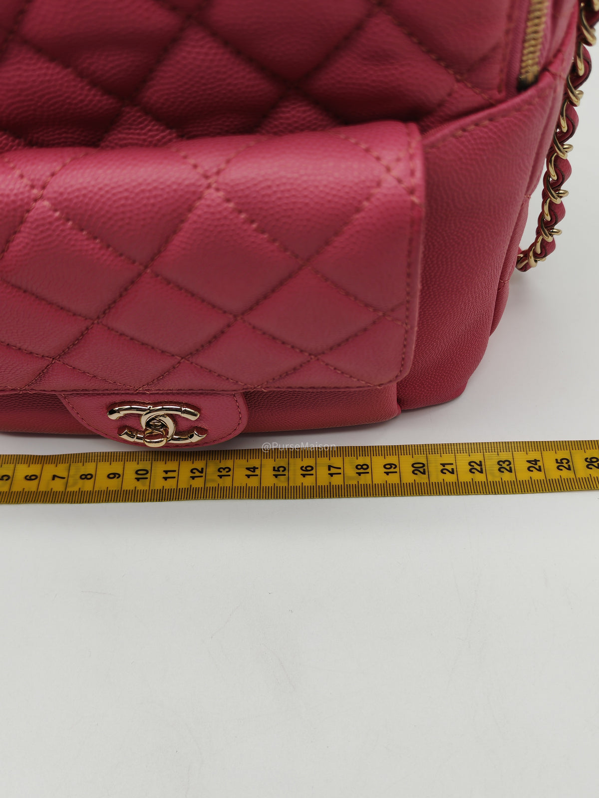 Chanel CC Day Backpack in Pink Quilted Caviar Leather Light Gold Hardware (Series 27) | Purse Maison Luxury Bags Shop