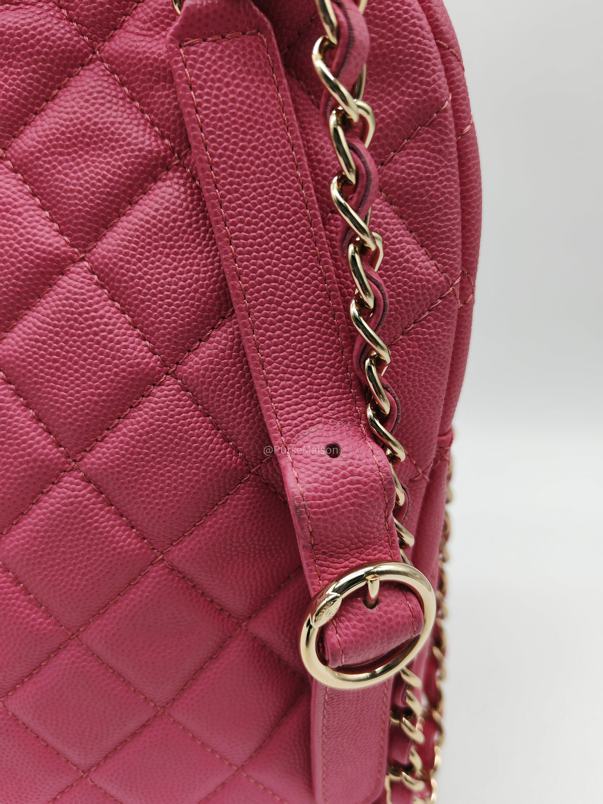 Chanel CC Day Backpack in Pink Quilted Caviar Leather Light Gold Hardware (Series 27) | Purse Maison Luxury Bags Shop