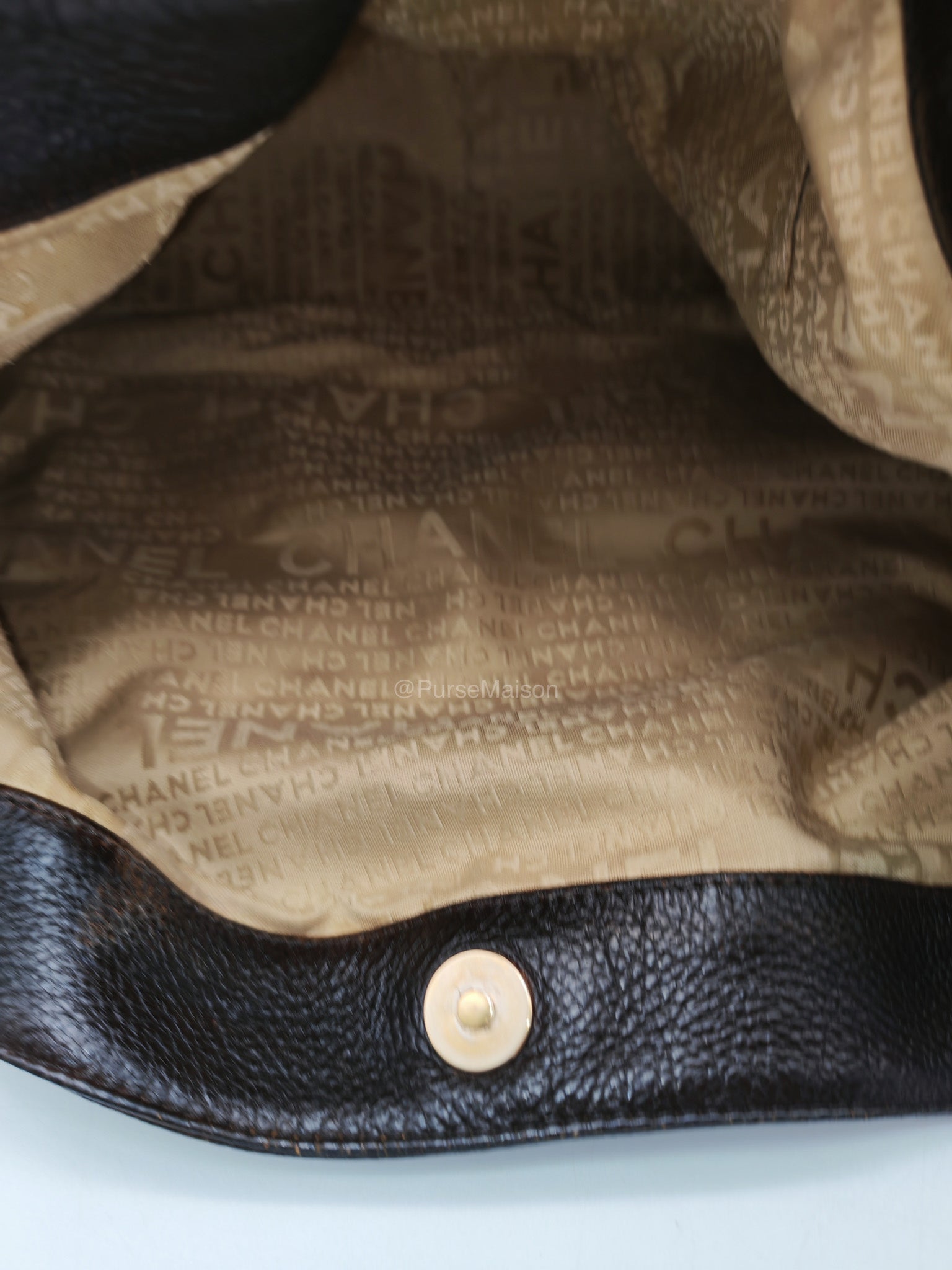 Chanel CC Dice Tote Bag in Dark Chocolate Brown Grained Calfskin Leather and Light Gold Hardware Series 7 | Purse Maison Luxury Bags Shop