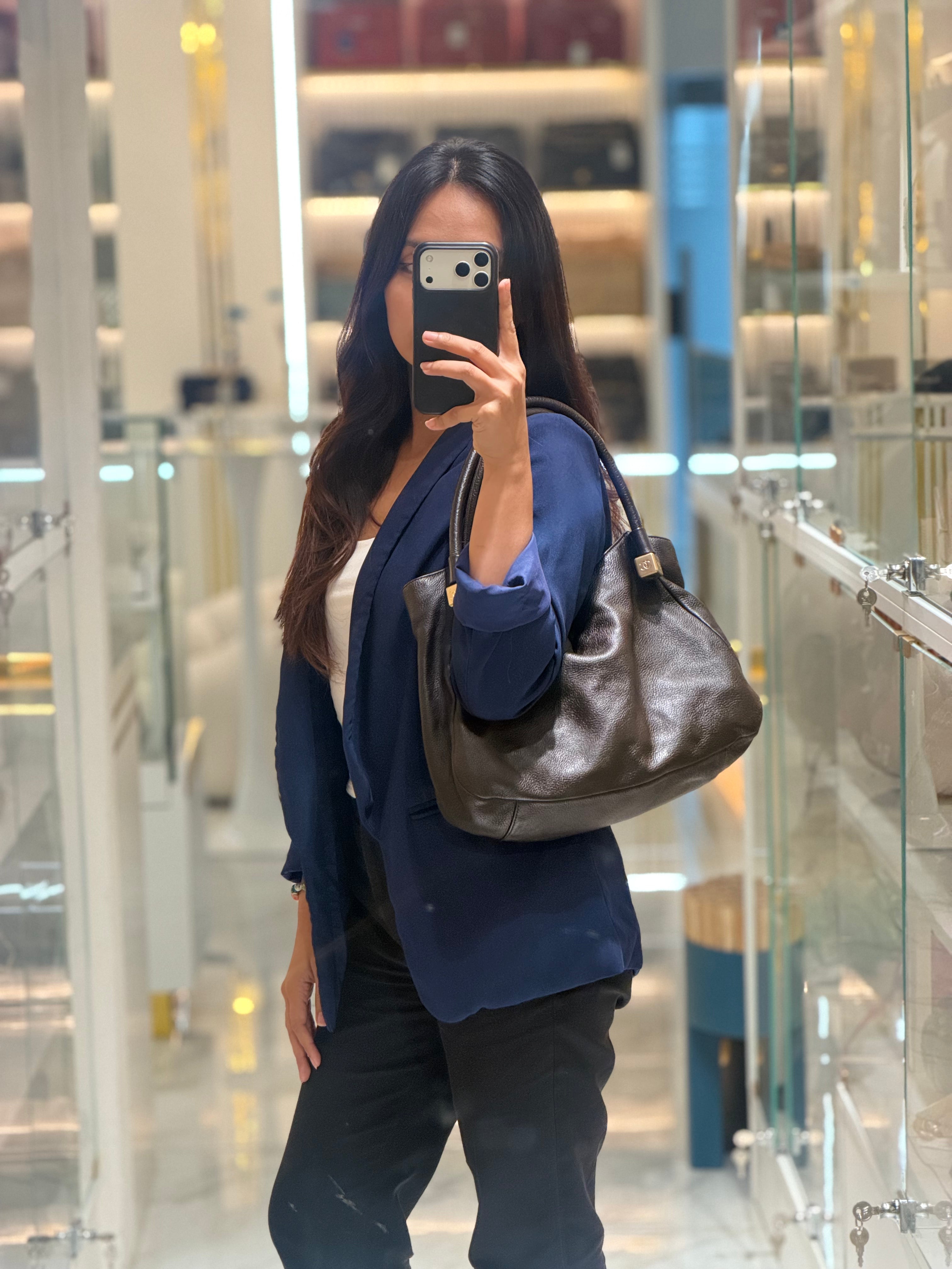 Chanel CC Dice Tote Bag in Dark Chocolate Brown Grained Calfskin Leather and Light Gold Hardware Series 7 | Purse Maison Luxury Bags Shop