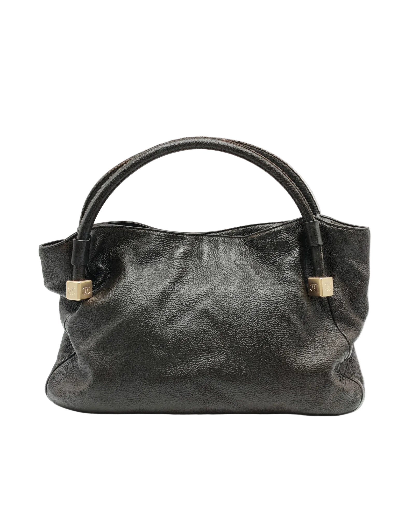 Chanel CC Dice Tote Bag in Dark Chocolate Brown Grained Calfskin Leather and Light Gold Hardware Series 7 | Purse Maison Luxury Bags Shop