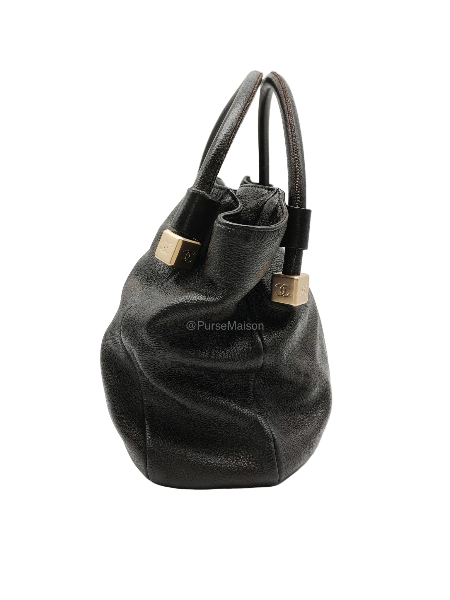 Chanel CC Dice Tote Bag in Dark Chocolate Brown Grained Calfskin Leather and Light Gold Hardware Series 7 | Purse Maison Luxury Bags Shop