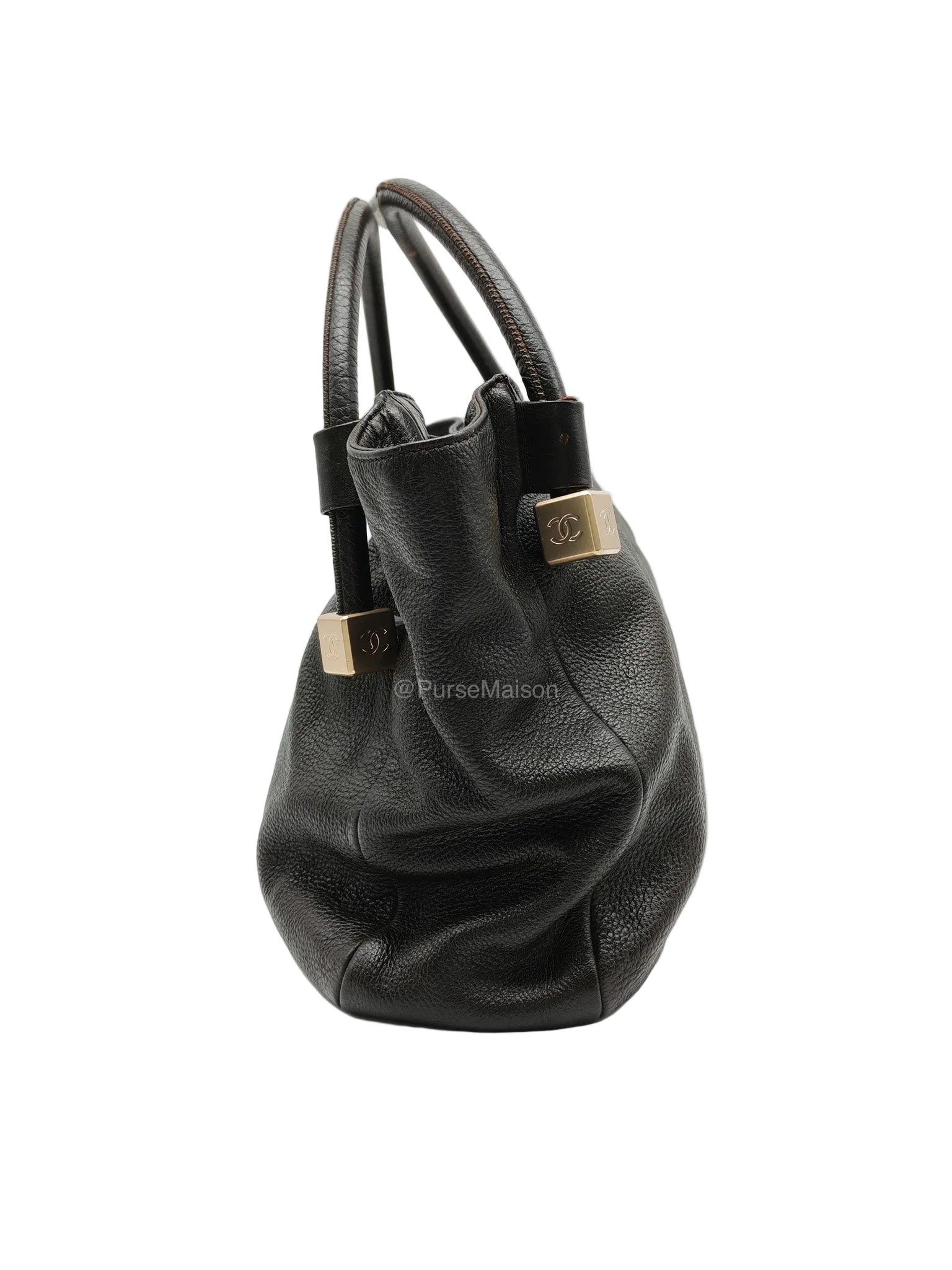 Chanel CC Dice Tote Bag in Dark Chocolate Brown Grained Calfskin Leather and Light Gold Hardware Series 7 | Purse Maison Luxury Bags Shop