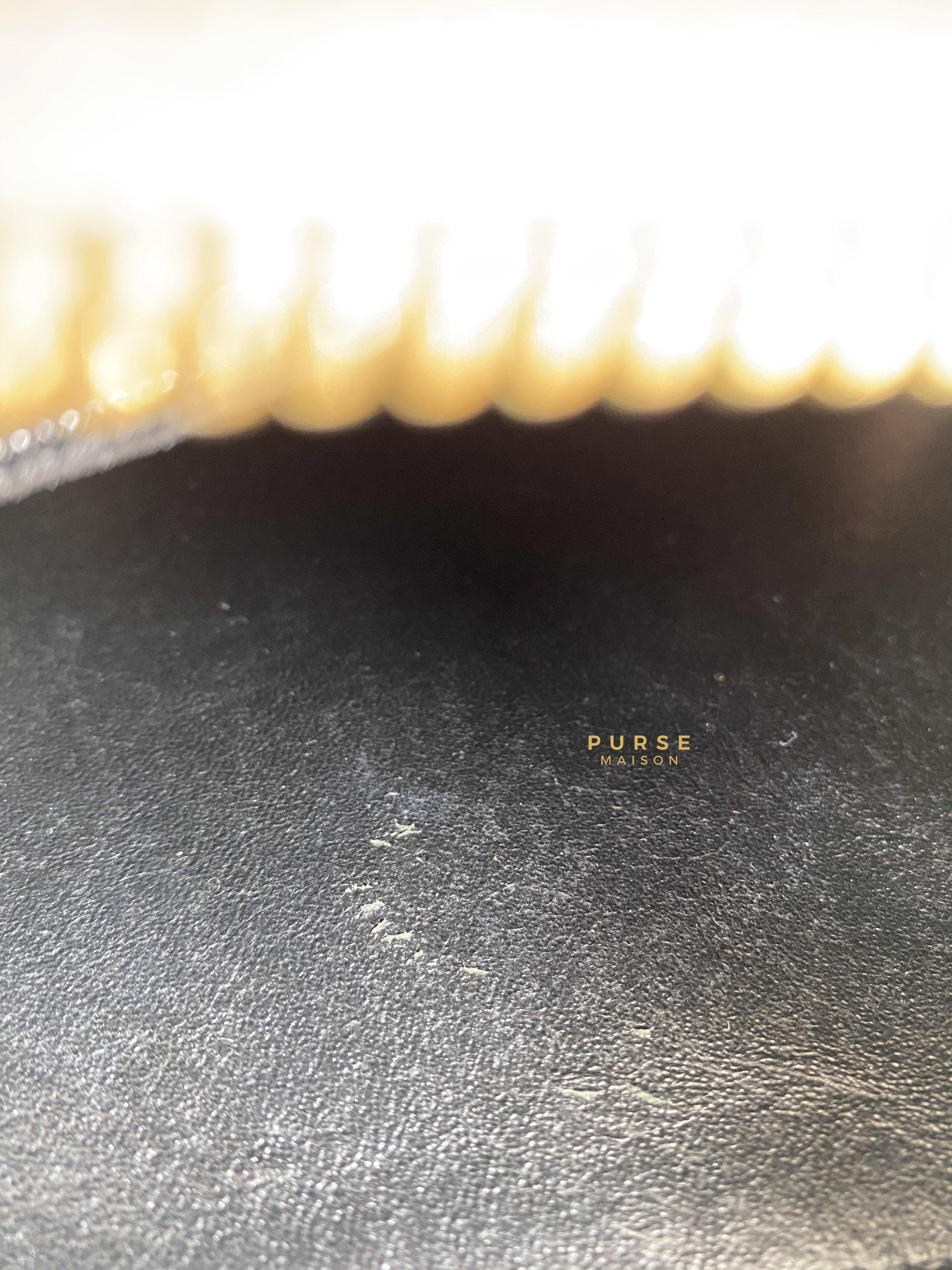 Chanel CC Filigree Medium Vanity Bag Beige/Black Caviar Leather in Aged Gold Hardware Series 24 | Purse Maison Luxury Bags Shop
