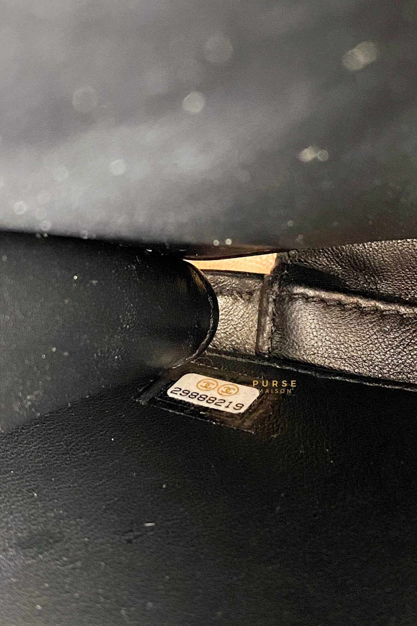 Chanel CC Filigree Medium Vanity Bag Beige/Black Caviar Leather in Light Gold Hardware Series 29