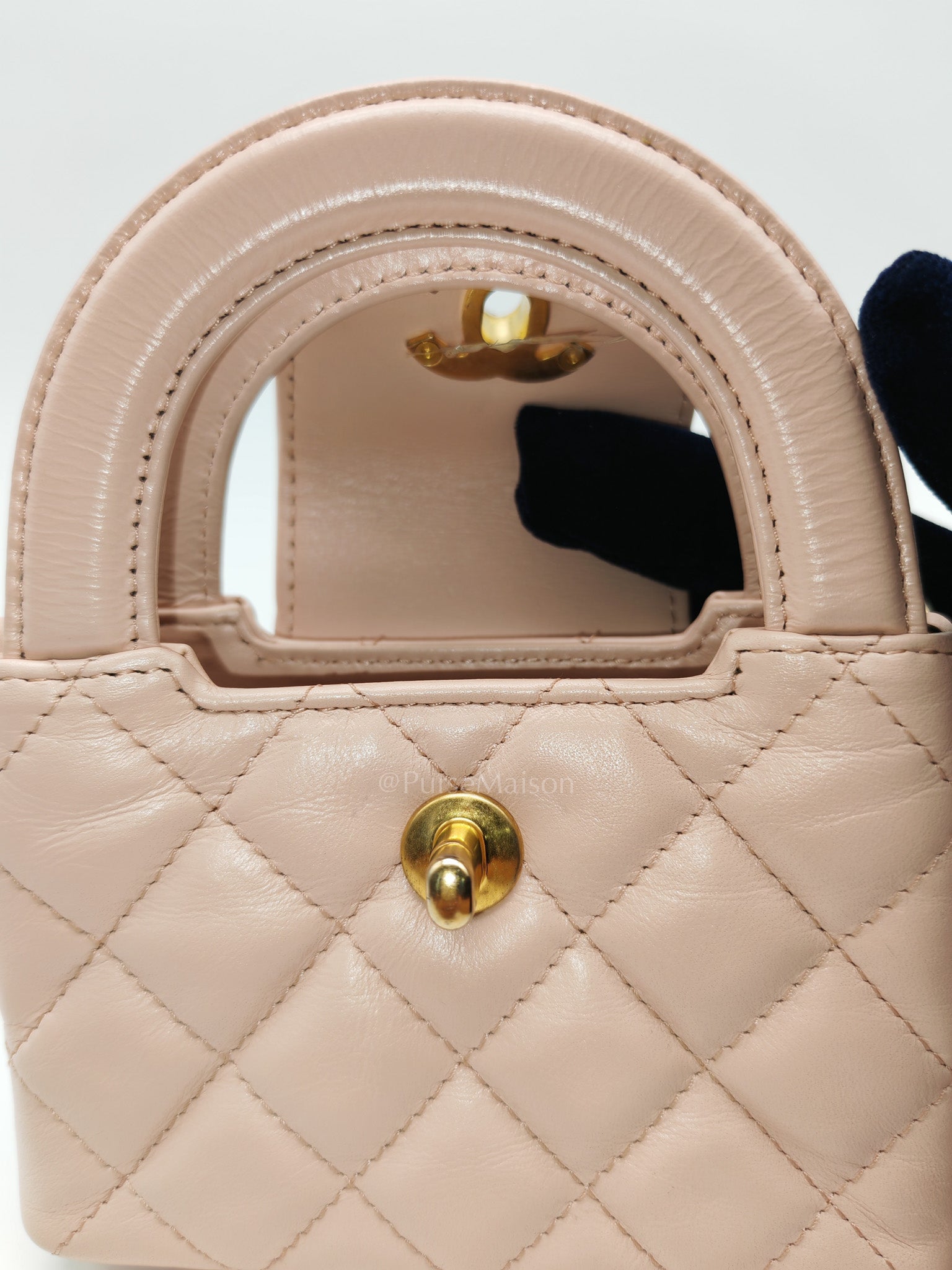 CC Kelly Micro in Light Pink Calfskin Leather in Aged Gold Hardware (Microchip) | Purse Maison Luxury Bags Shop