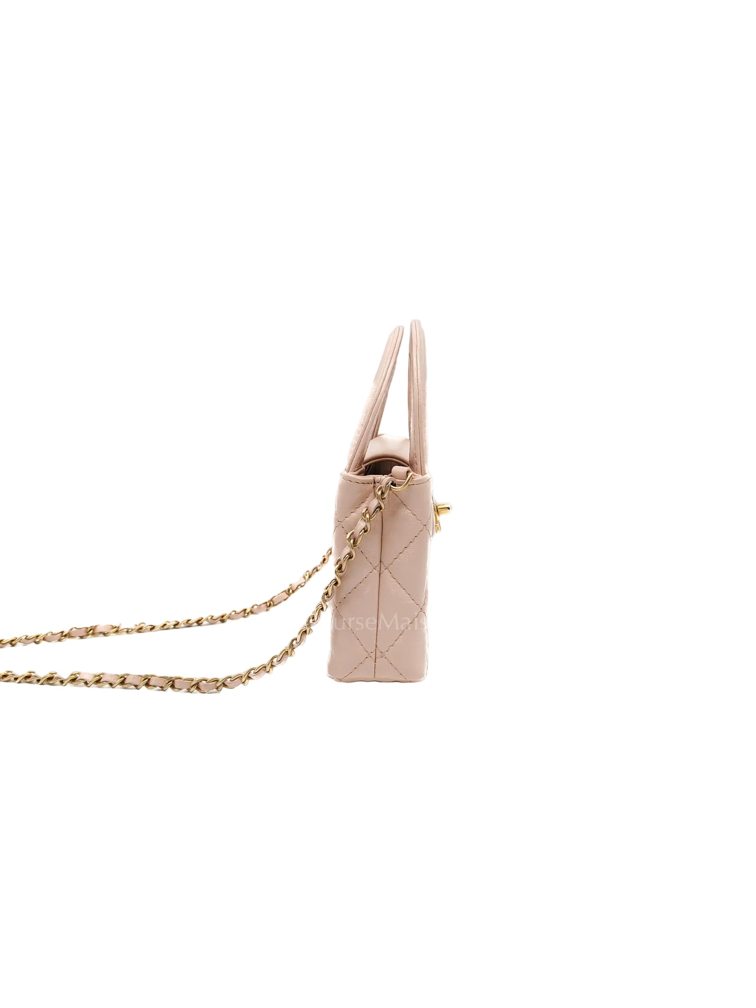 CC Kelly Micro in Light Pink Calfskin Leather in Aged Gold Hardware (Microchip) | Purse Maison Luxury Bags Shop