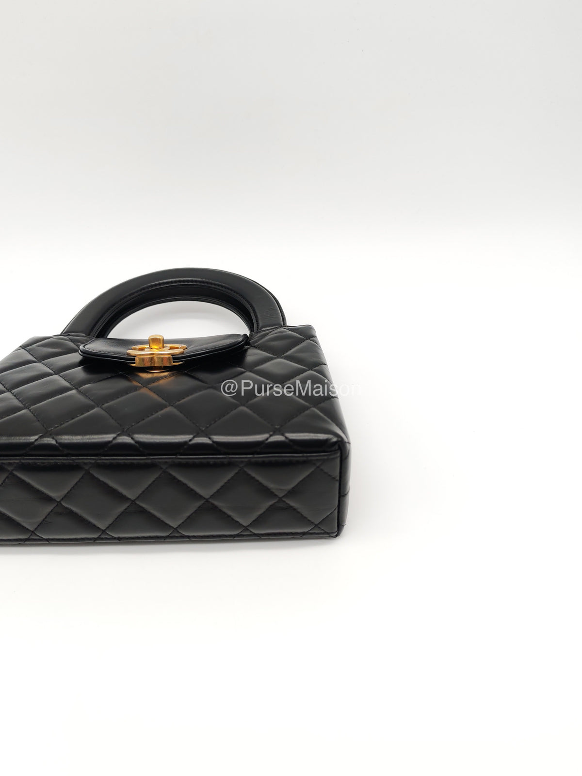 Chanel CC Kelly Shopping Bag Small in Black Shiny Calfskin Leather Aged Gold Hardware (Microchip) | Purse Maison Luxury Bags Shop