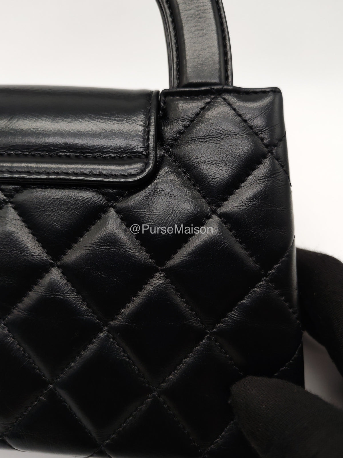 Chanel CC Kelly Shopping Bag Small in Black Shiny Calfskin Leather Aged Gold Hardware (Microchip) | Purse Maison Luxury Bags Shop