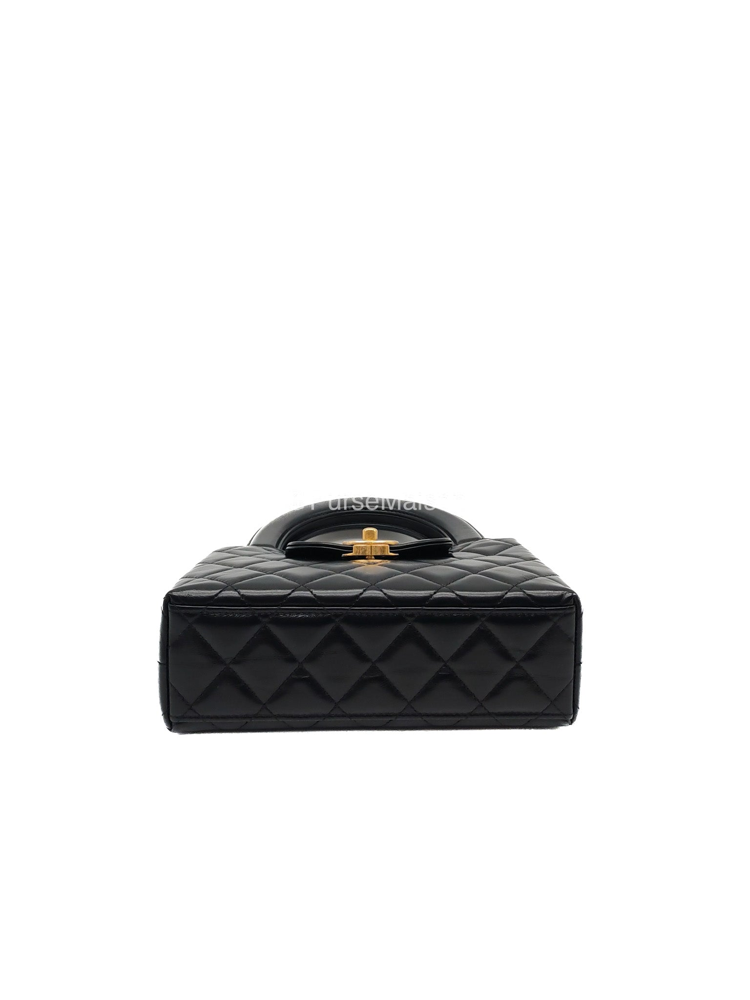 Chanel CC Kelly Shopping Bag Small in Black Shiny Calfskin Leather Aged Gold Hardware (Microchip) | Purse Maison Luxury Bags Shop