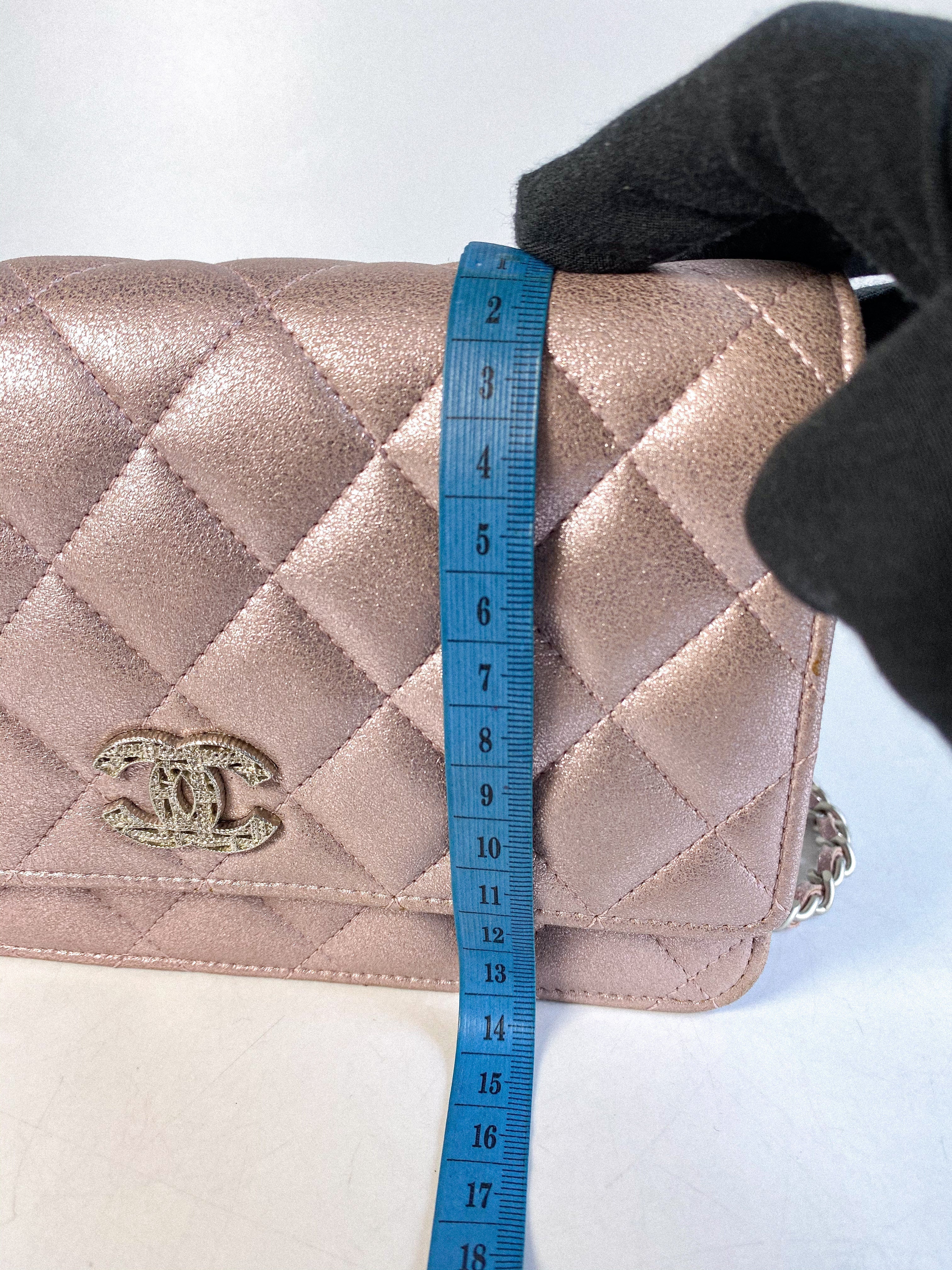 Chanel CC Wallet on Chain in Iridescent Pink Calfskin and