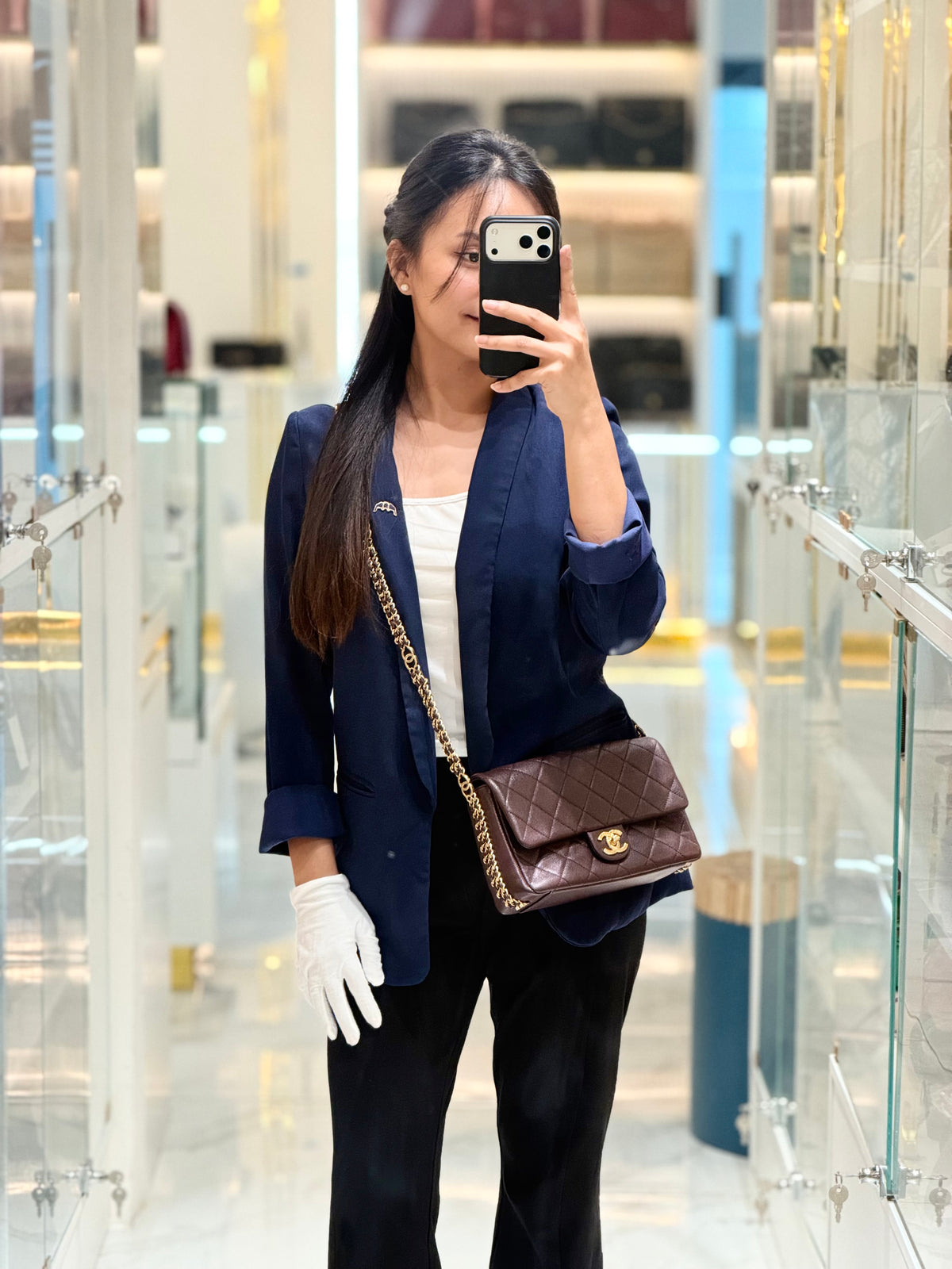 Chanel CC You Flap Bag in Dark Brown Caviar Leather Shiny Gold Hardware (Microchip) | Purse Maison Luxury Bags Shop