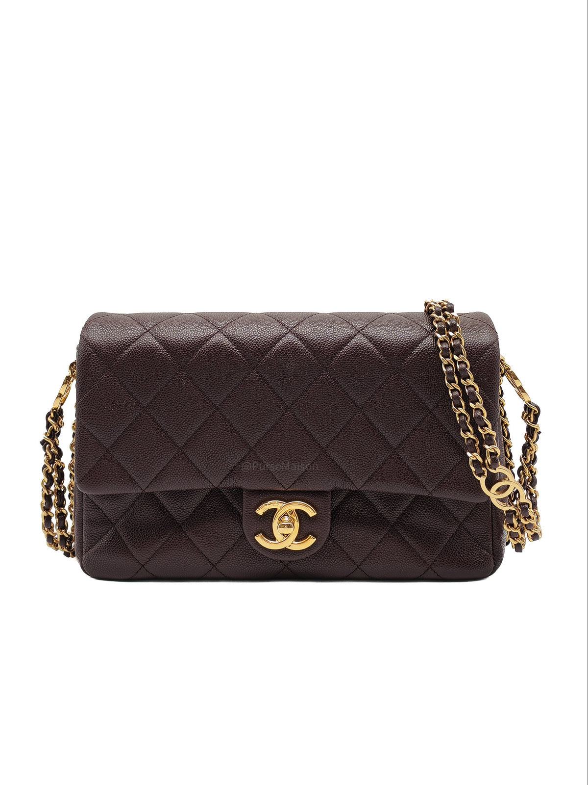 Chanel CC You Flap Bag in Dark Brown Caviar Leather Shiny Gold Hardware (Microchip) | Purse Maison Luxury Bags Shop