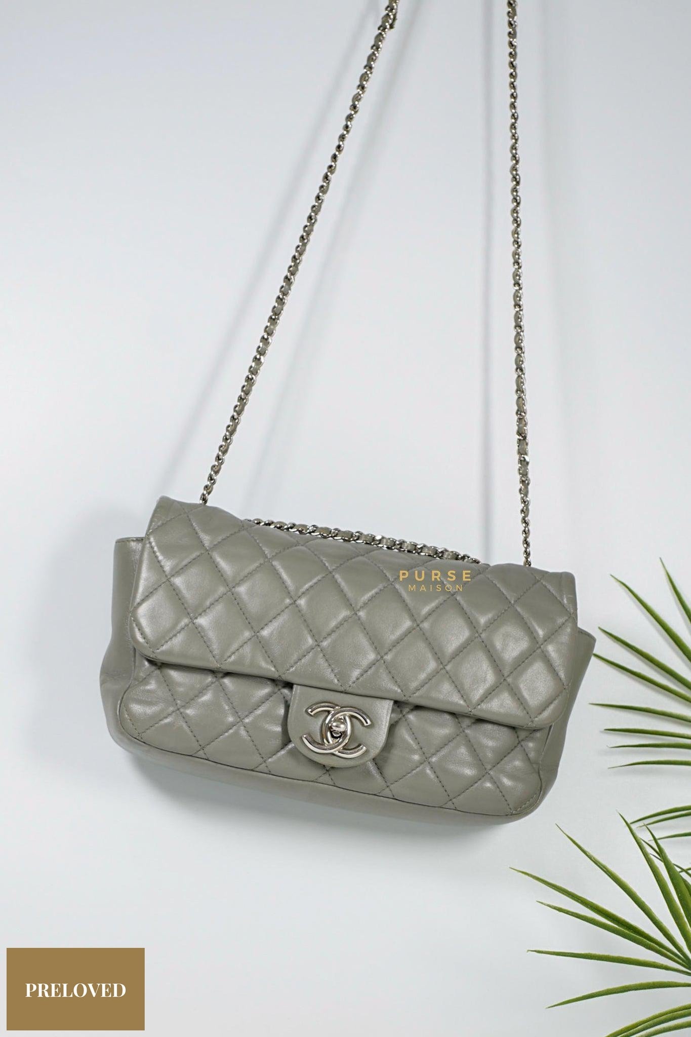Chanel Medium Coco Rain Flap Lambskin Silver Hardware Series 13 (Gray)