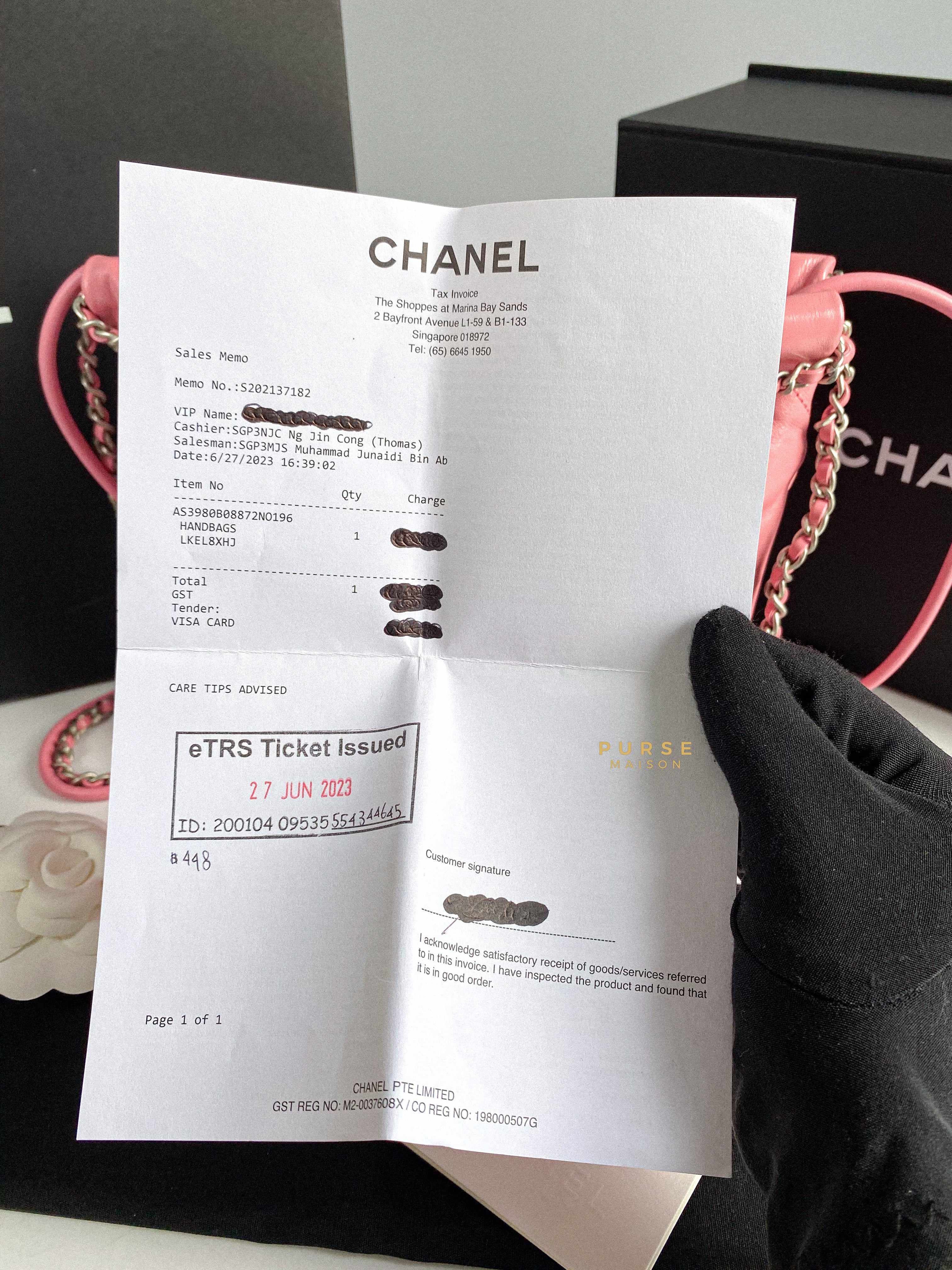 Chanel Mini 22 Pink Shiny Calfskin in Silver Hardware (Microchip)