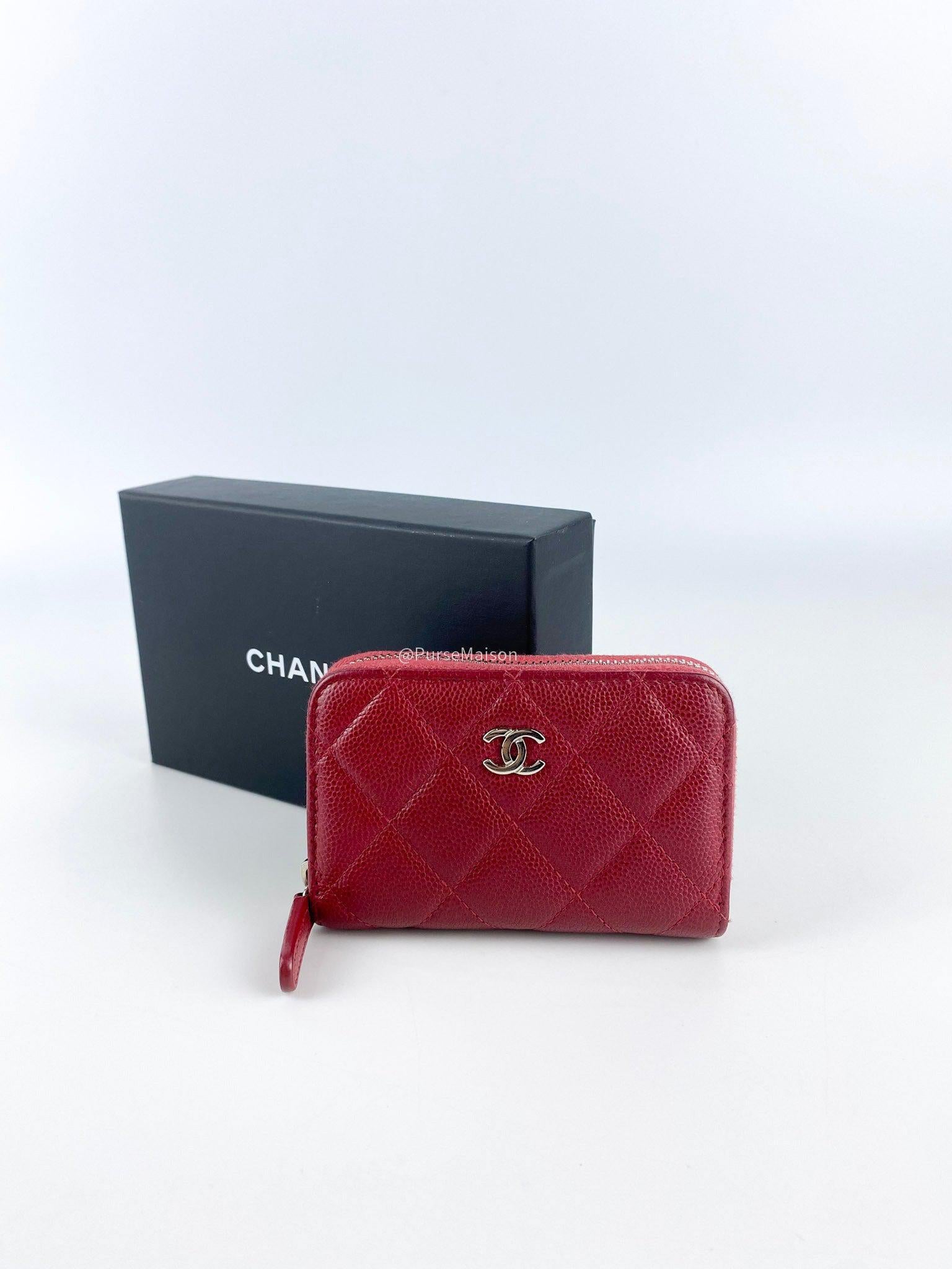 Chanel Chanel Zip Card holder Red Caviar and Silver Hardware Series 26