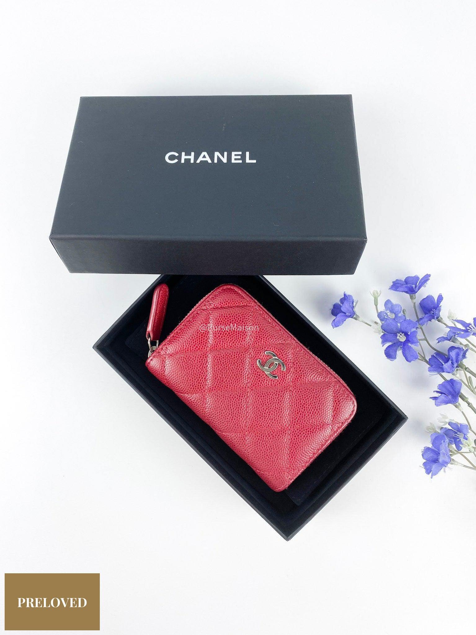 Chanel SLG Red Zip Around With Heart, New In Box MI001