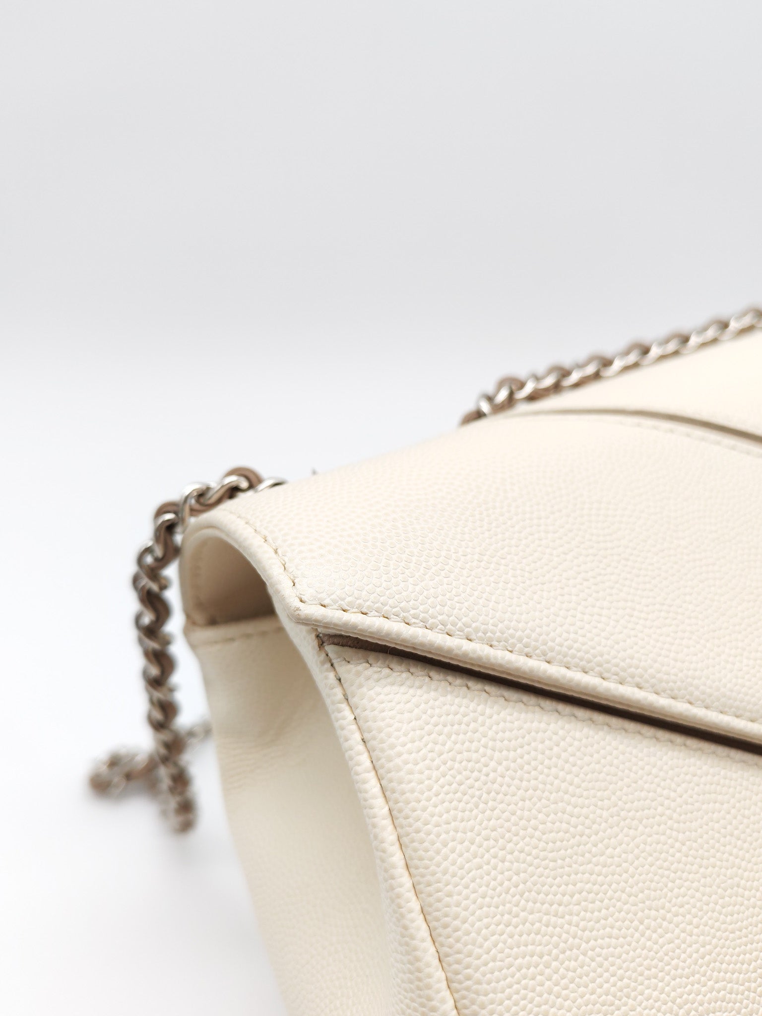 Chanel Chevron Flap Bag in White Caviar Leather & Palladium Hardware Series 23 | Purse Maison Luxury Bags Shop