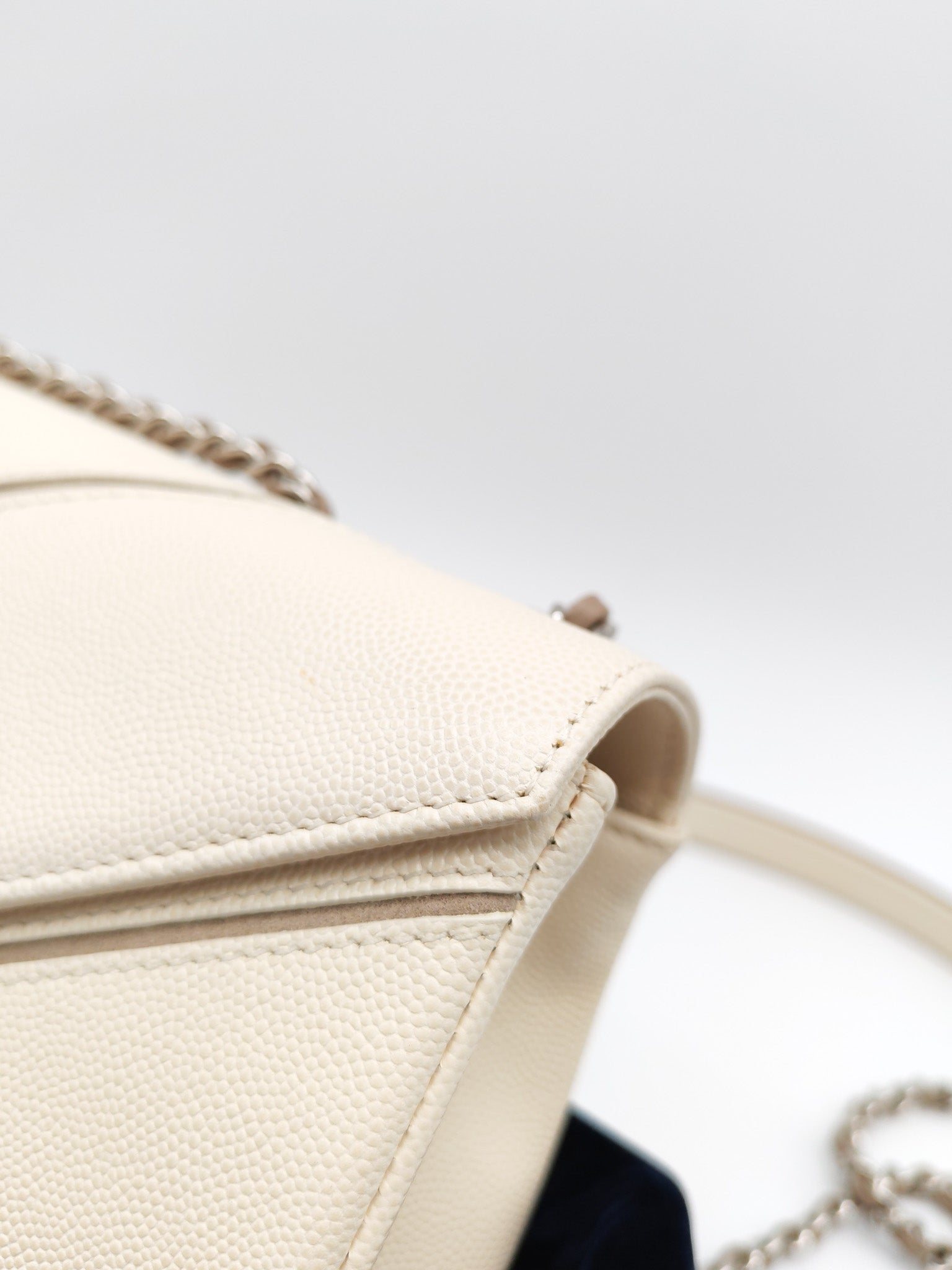 Chanel Chevron Flap Bag in White Caviar Leather & Palladium Hardware Series 23 | Purse Maison Luxury Bags Shop