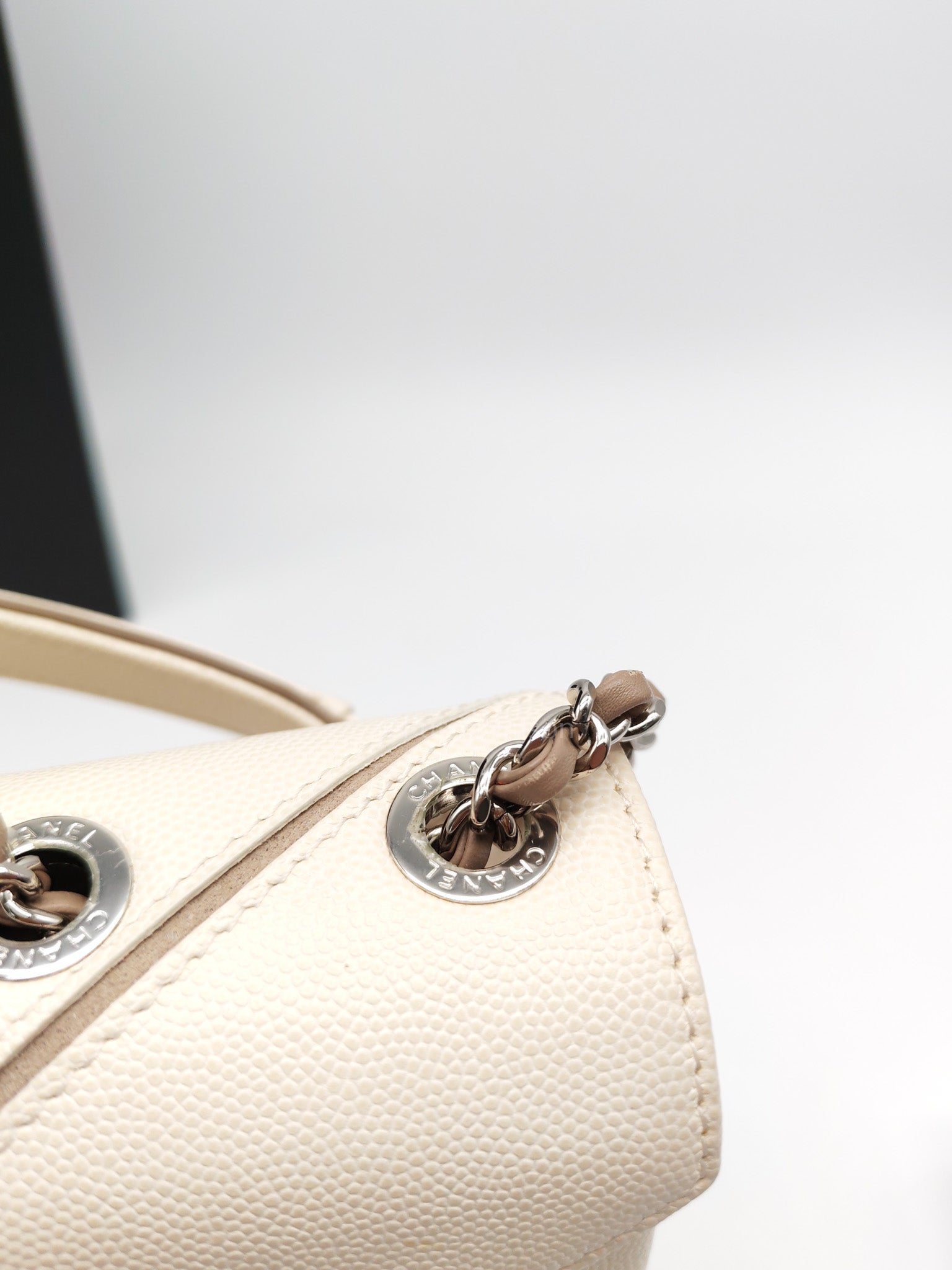Chanel Chevron Flap Bag in White Caviar Leather & Palladium Hardware Series 23 | Purse Maison Luxury Bags Shop