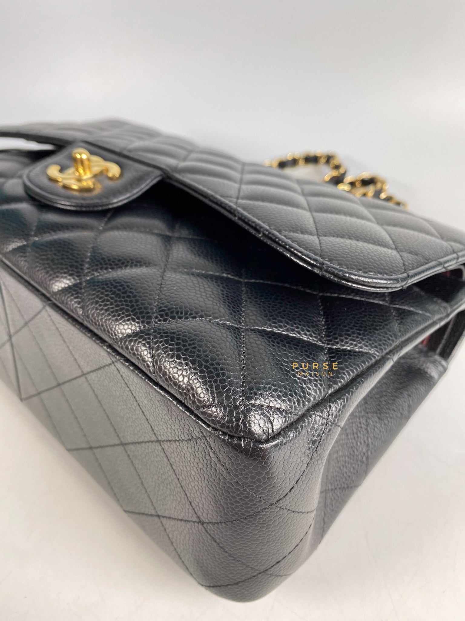 Chanel Classic Double Flap Jumbo Black Caviar Leather and Gold Hardware Series 14