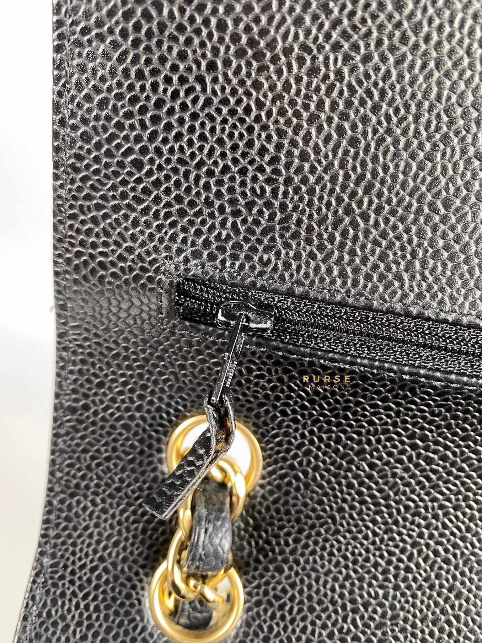 Chanel Classic Double Flap Jumbo Black Caviar Leather and Gold Hardware Series 14