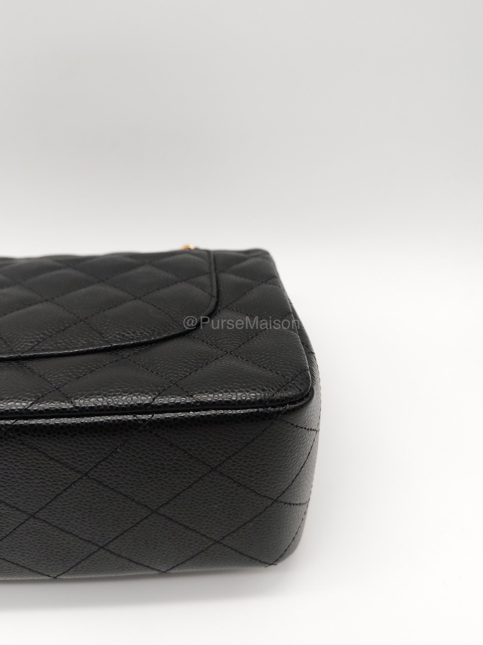 Chanel Classic Double Flap Jumbo in Black Caviar Leather Gold Hardware (Series 27) | Purse Maison Luxury Bags Shop